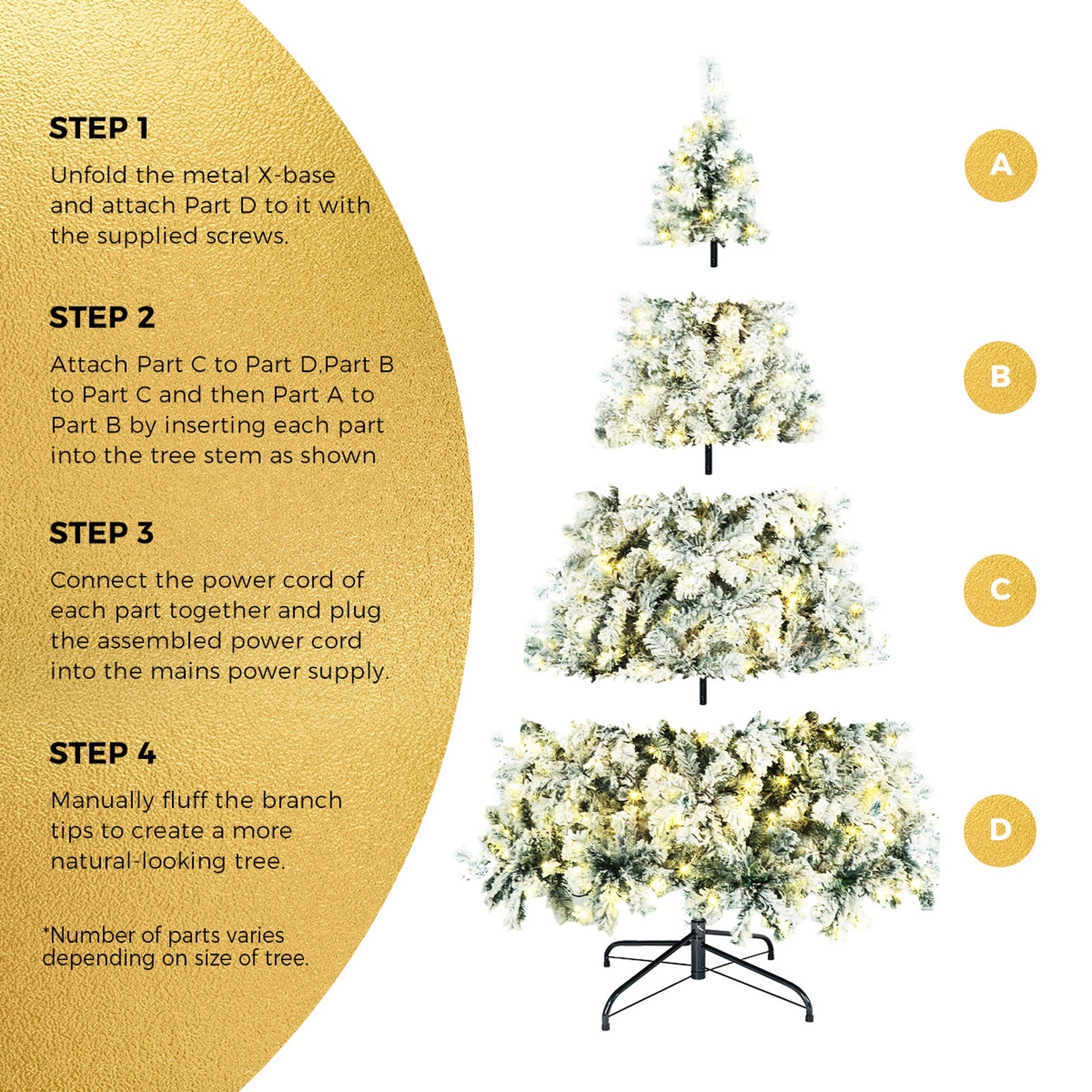 Tinseltown LED Christmas Tree 1.8M/2.1M/2.4M Xmas Trees White Snow Flocked Decoration - Sunyee