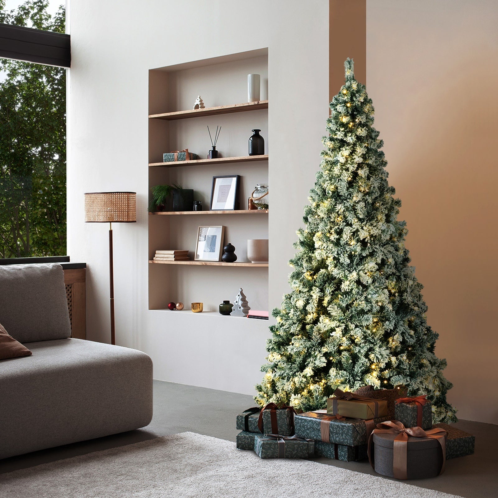 Tinseltown LED Christmas Tree 1.8M 6FT Xmas Trees White Snow Flocked Decorations - Sunyee