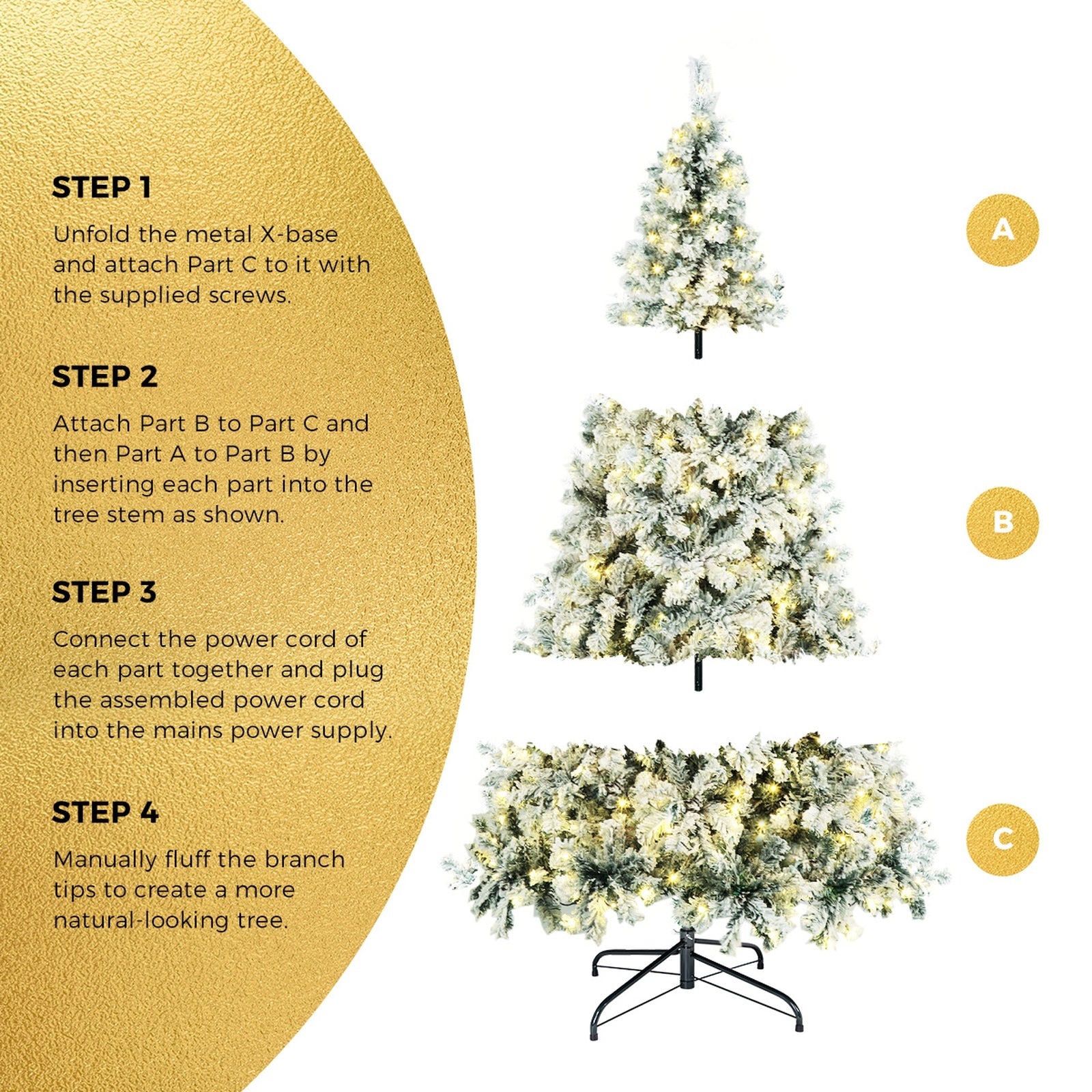 Tinseltown LED Christmas Tree 2.1M 7FT Xmas Trees White Snow Flocked Decorations - Sunyee