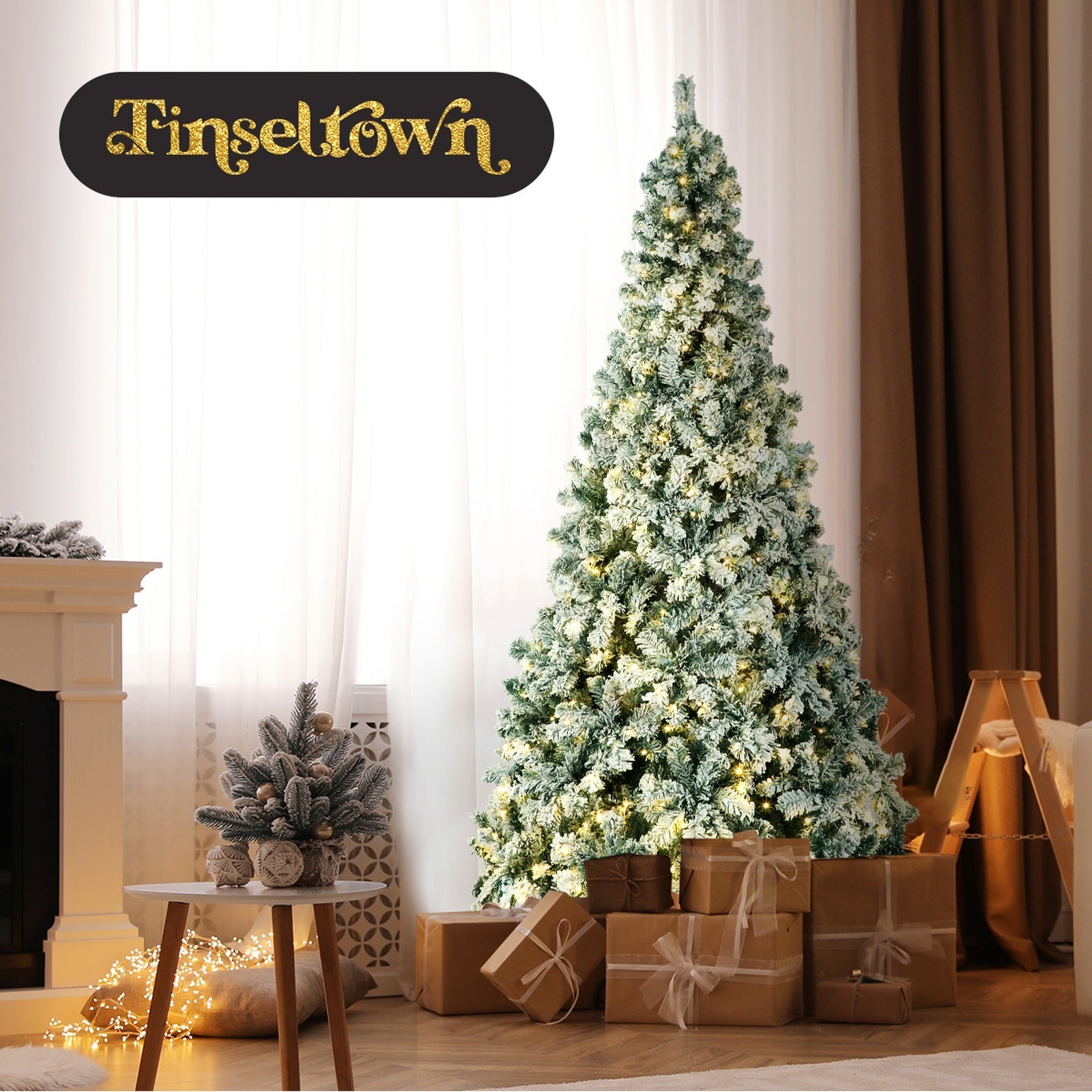Tinseltown LED Christmas Tree 2.1M 7FT Xmas Trees White Snow Flocked Decorations - Sunyee