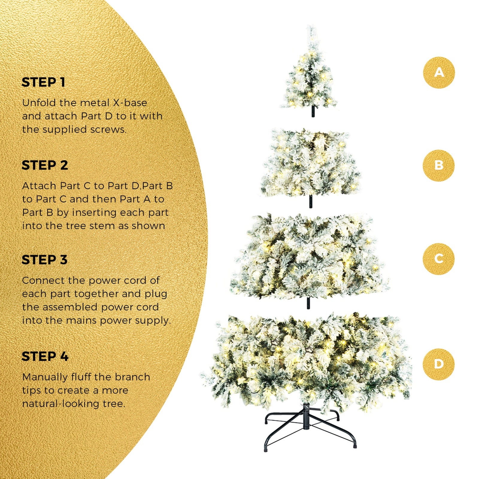 Tinseltown LED Christmas Tree 2.4M 8FT Xmas Trees White Snow Flocked Decorations - Sunyee