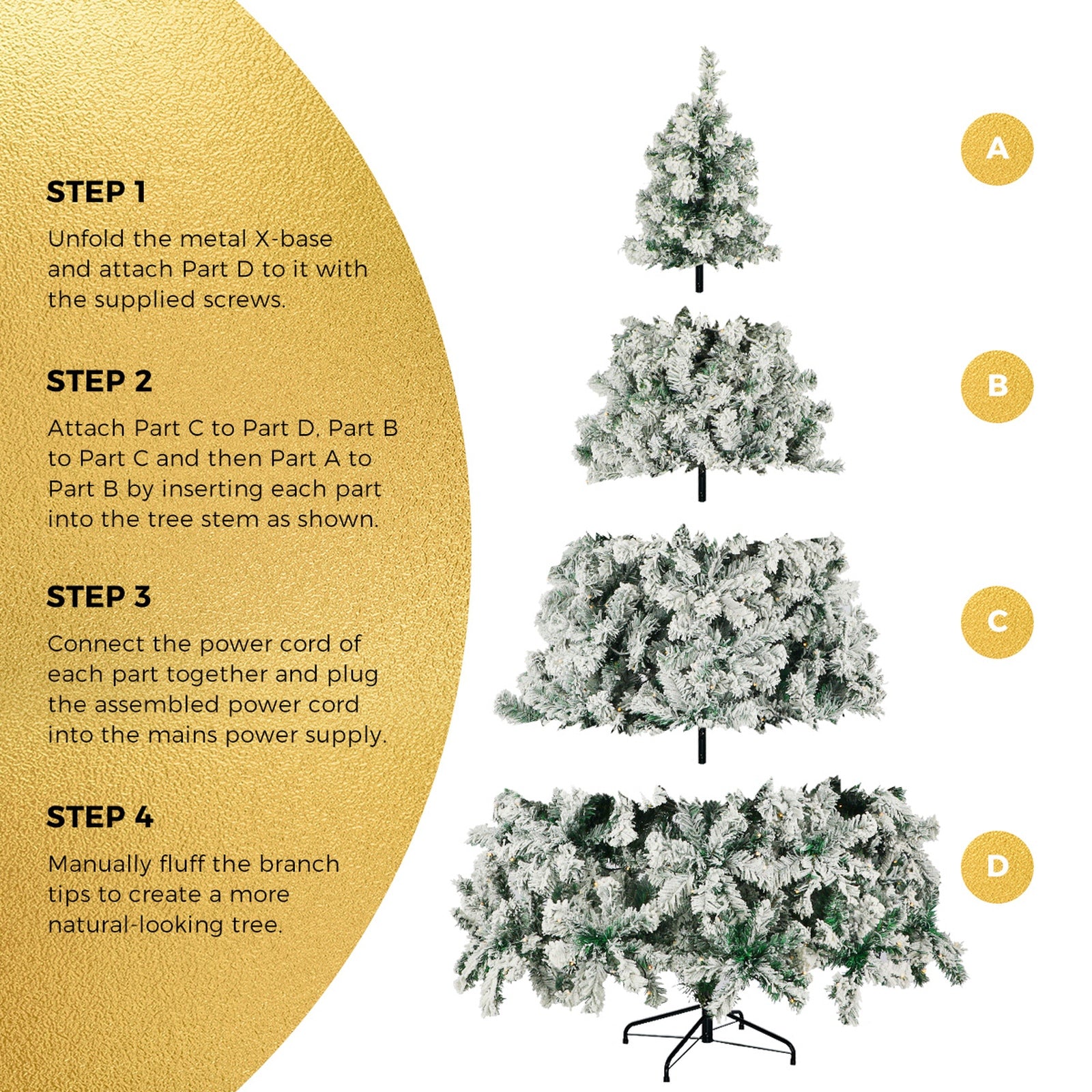 Tinseltown LED Christmas Tree 2.4M 8FT with Tree Skirt Light Snow-sprayed Green - Sunyee