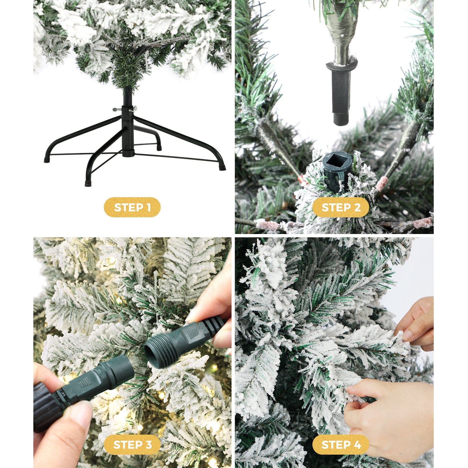 Tinseltown LED Christmas Tree 2.4M 8FT with Tree Skirt Light Snow-sprayed Green - Sunyee