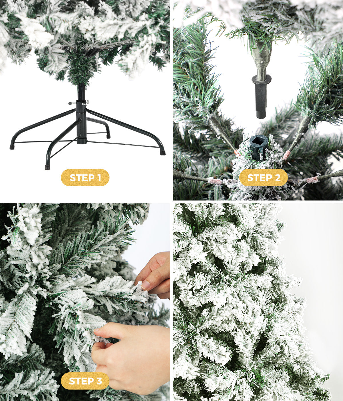 Tinseltown Christmas Tree 1.8M/2.1M/2.4M Xmas Trees Decoration White Snow Flocked - Sunyee