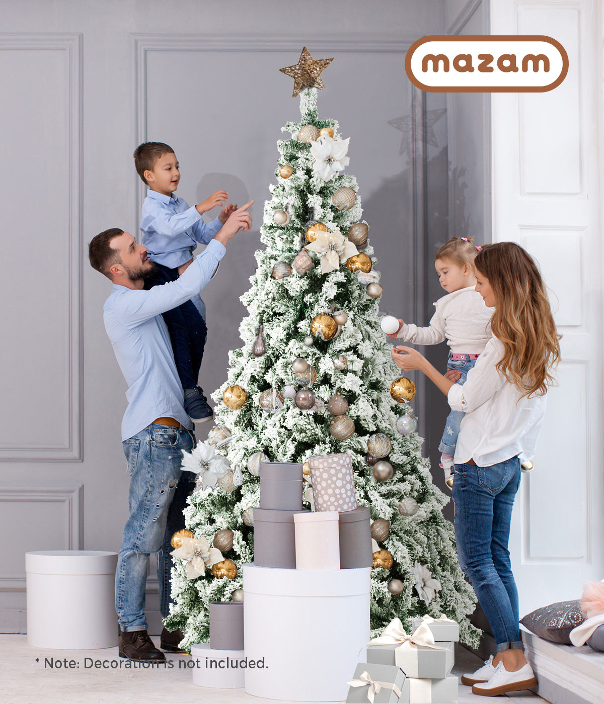 Mazam Christmas Tree 2.4M 8FT Xmas Trees Decoration White Snow Flocked 1200 Tips - Sunyee