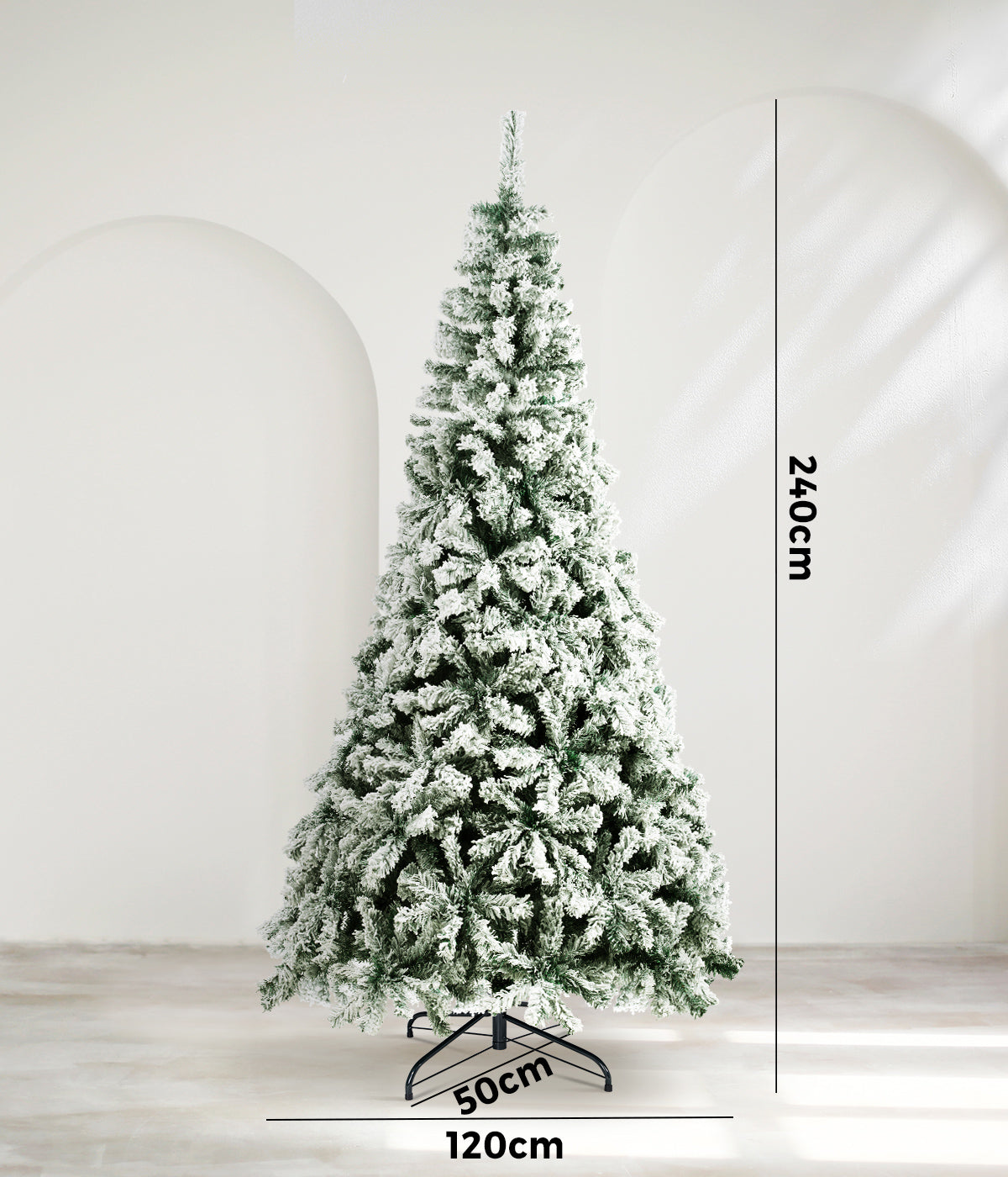 Mazam Christmas Tree 2.4M 8FT Xmas Trees Decoration White Snow Flocked 1200 Tips - Sunyee