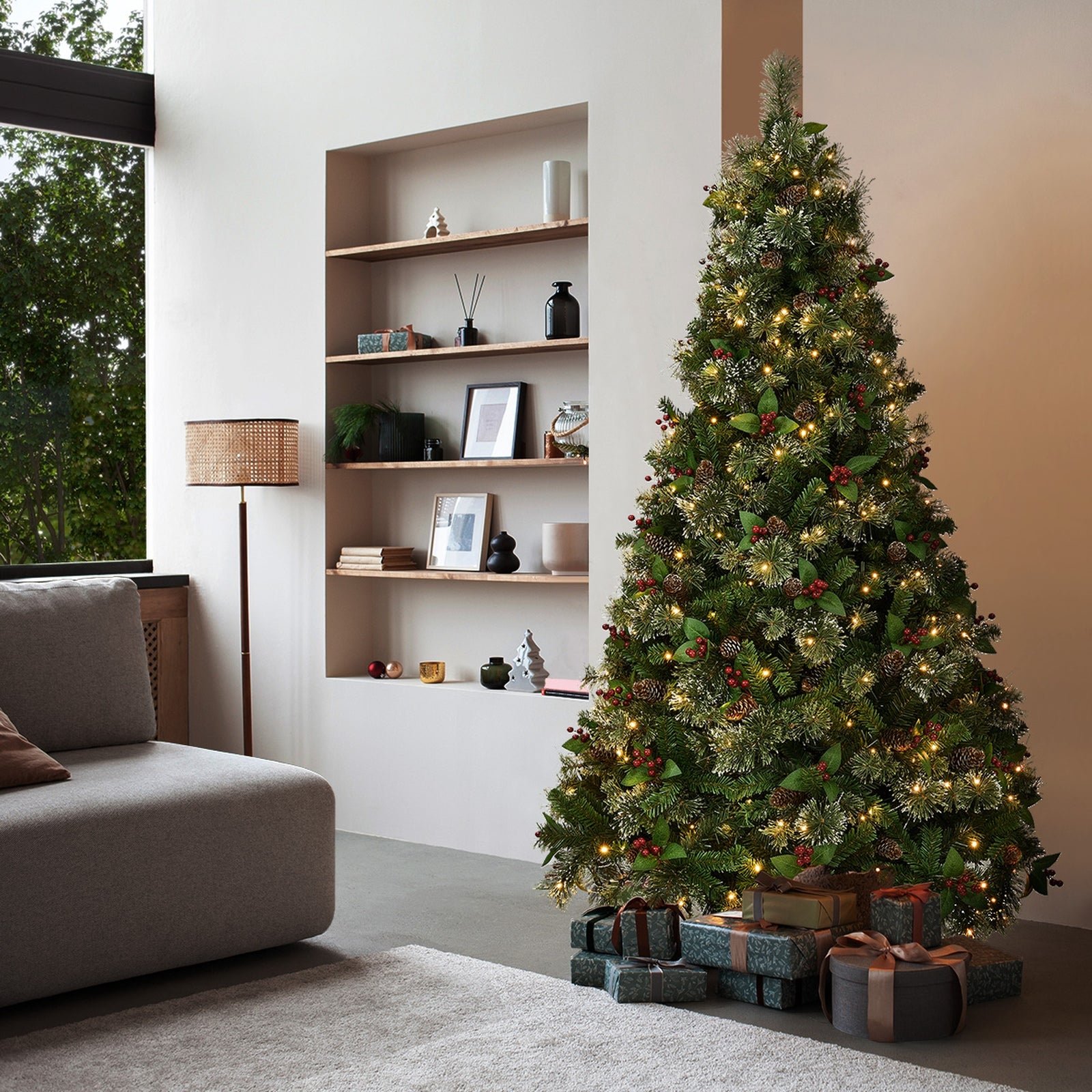 Tinseltown LED Christmas Tree 2.1M 7FT with Lights Ornaments Xmas Decor Green