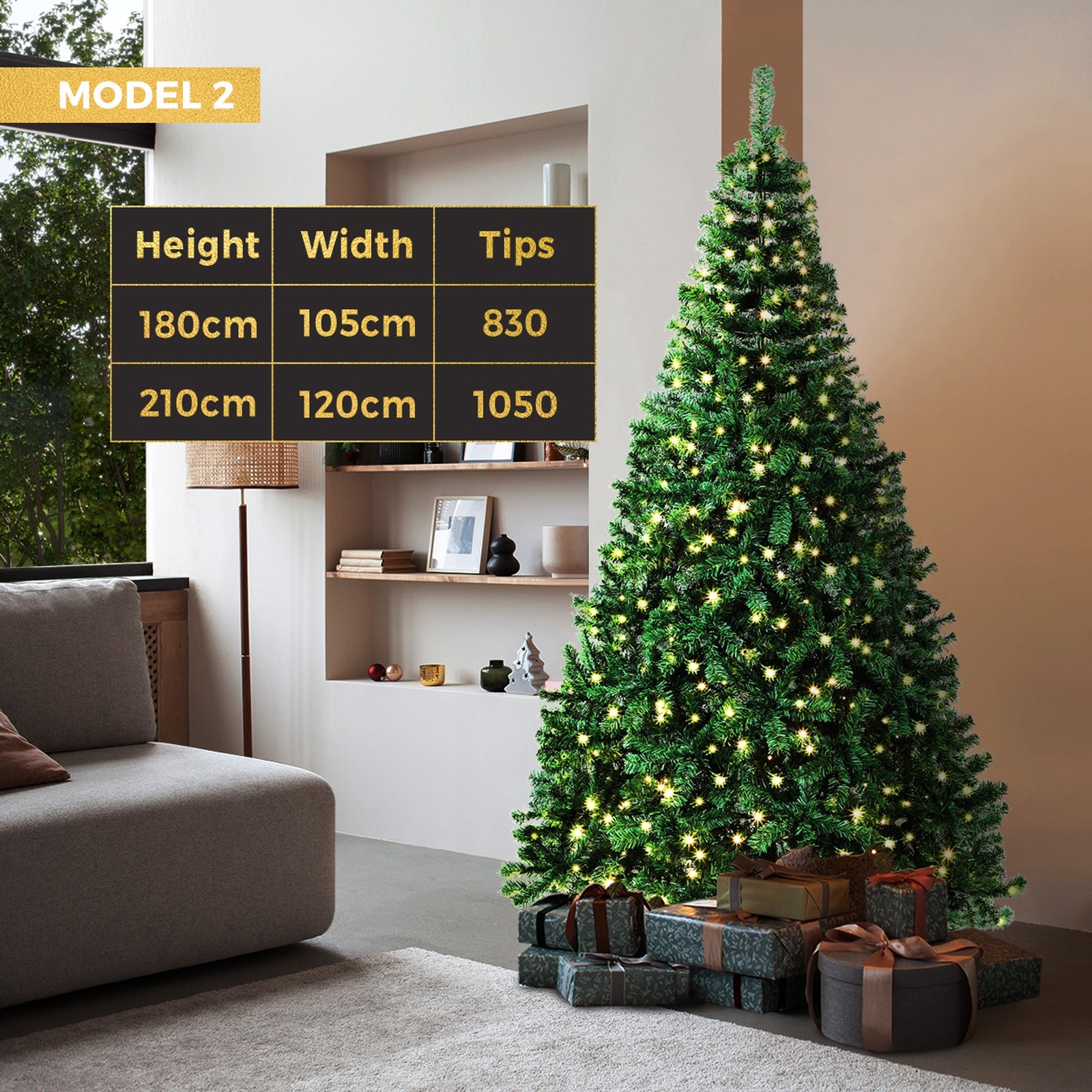 Tinseltown Christmas Tree LED Light 1.8M/2.1M/2.4M Xmas Trees Decorations Green