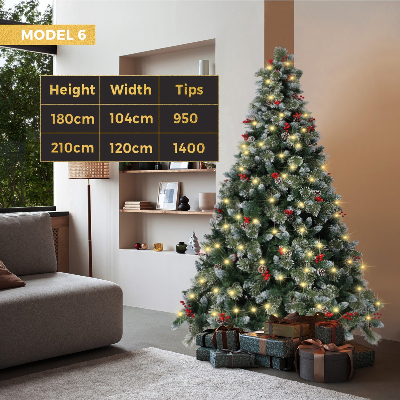 Tinseltown Christmas Tree LED Light 1.8M/2.1M/2.4M Xmas Trees Decorations Green
