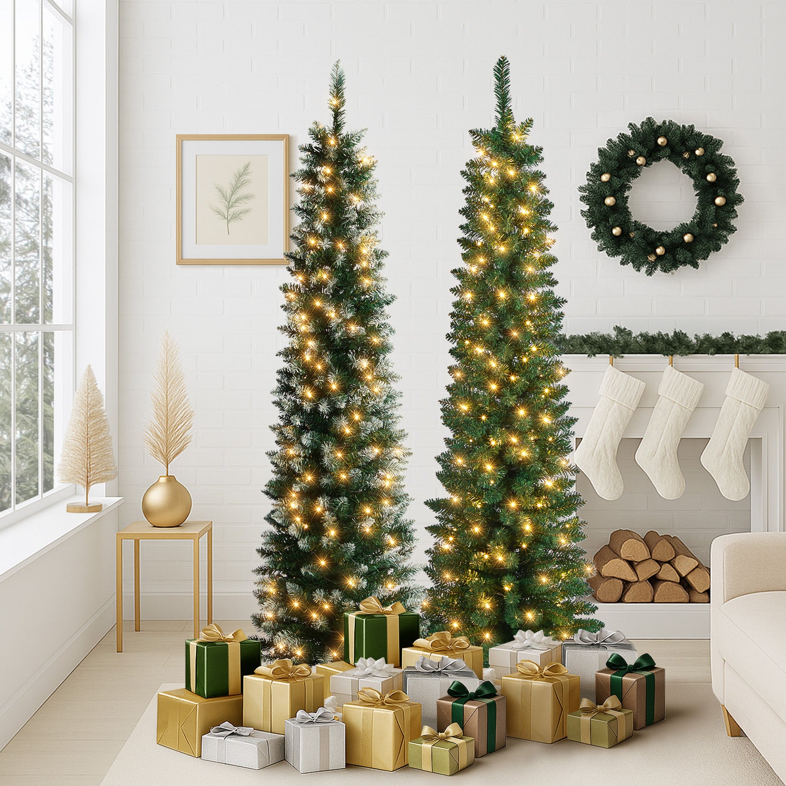 Tinseltown Slim LED Christmas Tree 6FT 1.8M Warm Lights 300 Tips