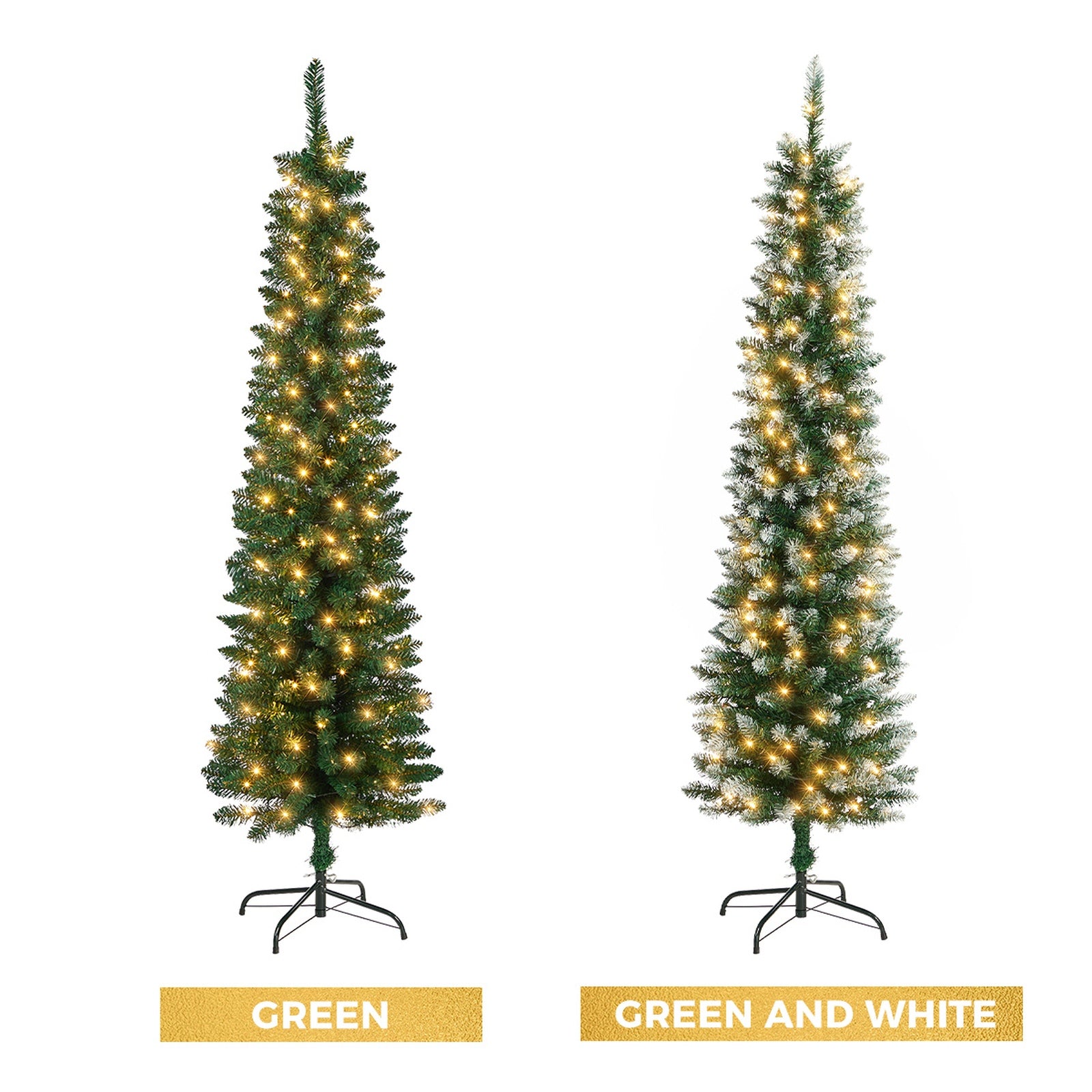 Tinseltown Slim LED Christmas Tree 6FT 1.8M Warm Lights 300 Tips