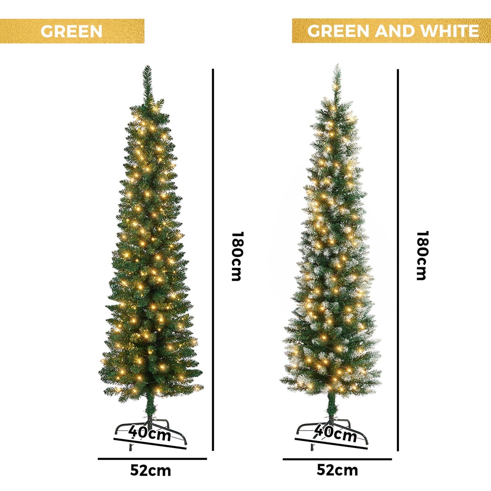 Tinseltown Slim LED Christmas Tree 6FT 1.8M Warm Lights 300 Tips