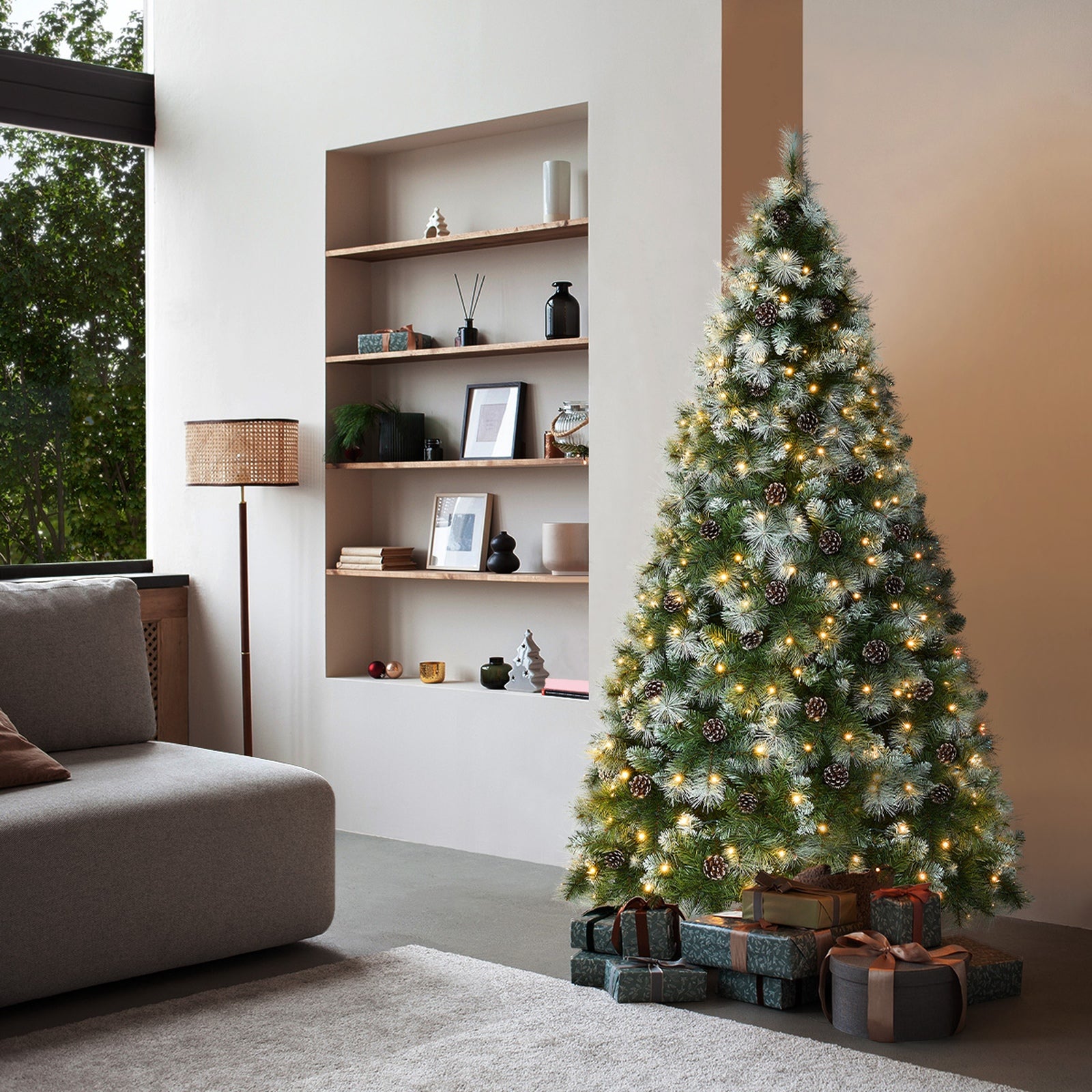 Tinseltown LED Christmas Tree 1.8M 6FT Pre-lit Light 8 Flash Modes Pine Cones
