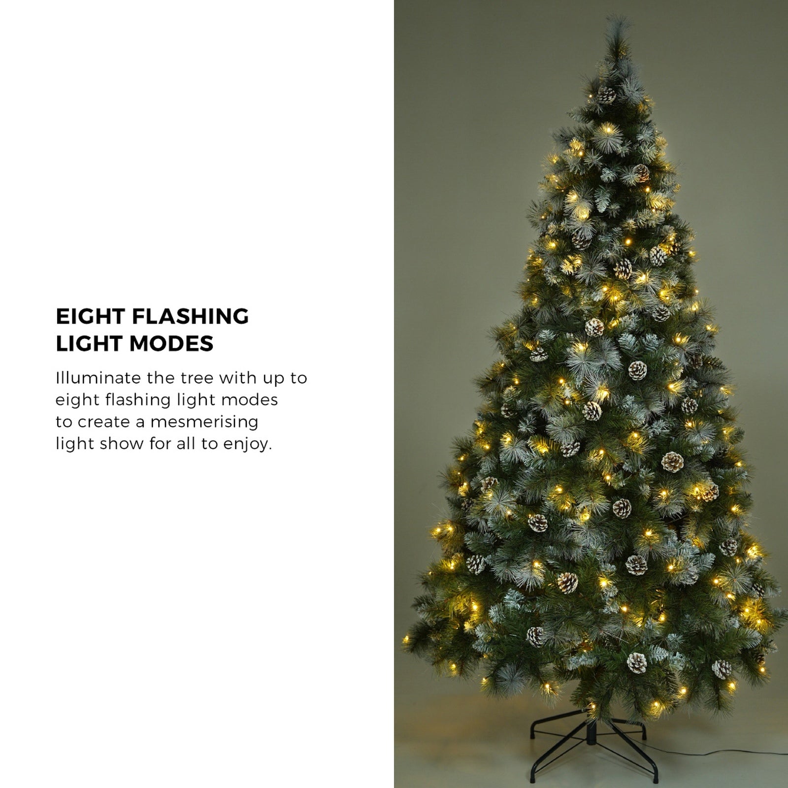 Tinseltown LED Christmas Tree 1.8M 6FT Pre-lit Light 8 Flash Modes Pine Cones