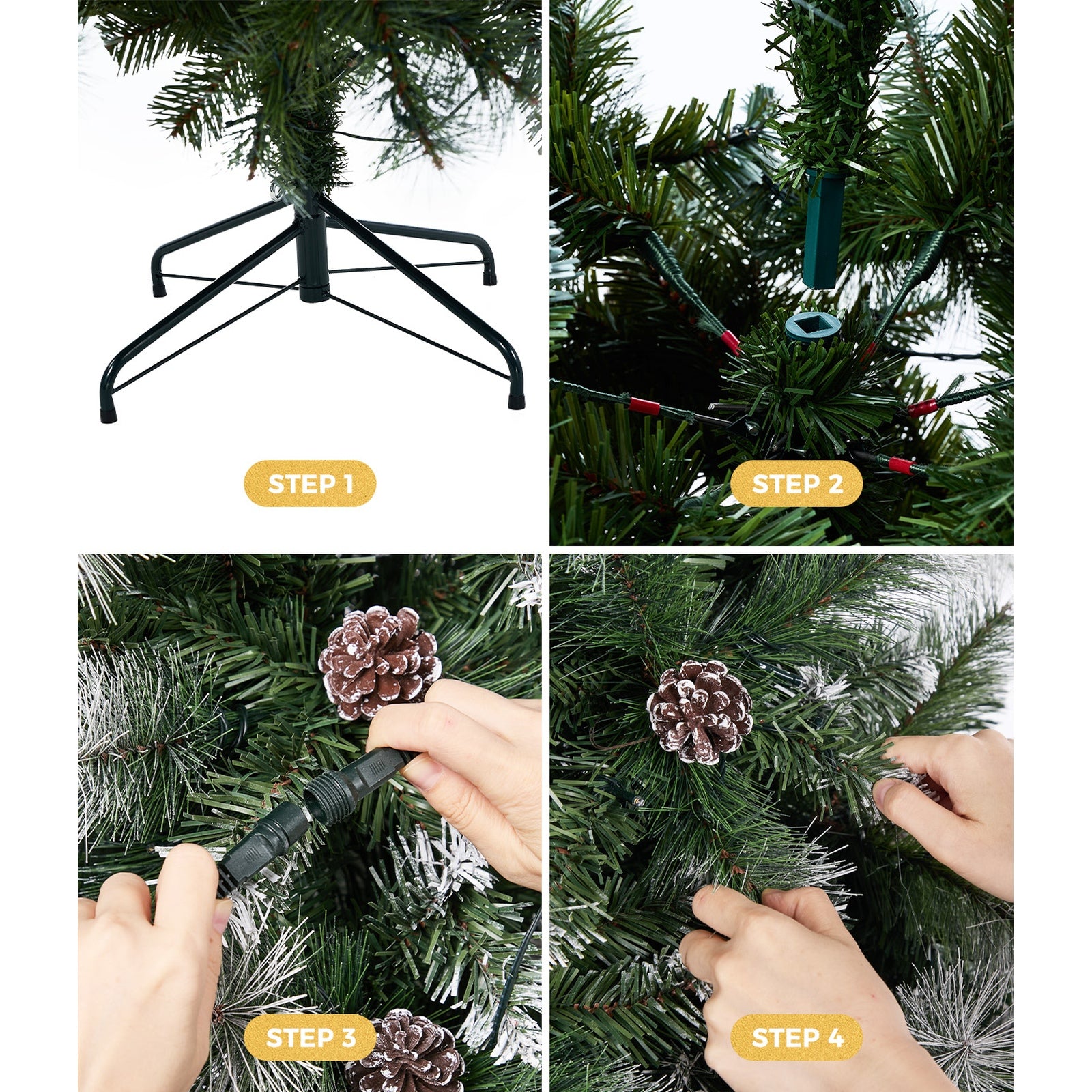 Tinseltown LED Christmas Tree 1.8M 6FT Pre-lit Light 8 Flash Modes Pine Cones