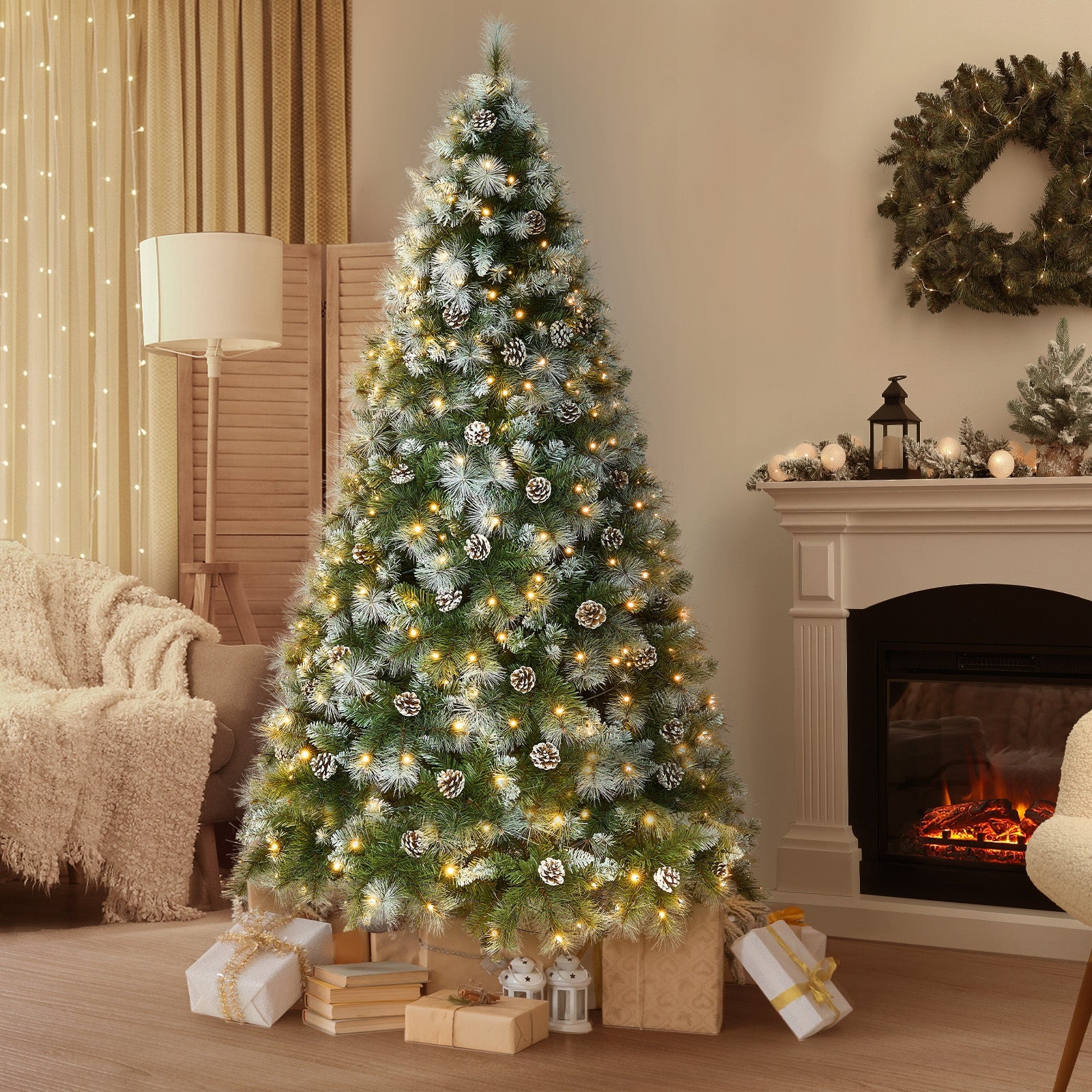 Tinseltown LED Christmas Tree 1.8M/2.1M Pre-lit Light 8 Flash Modes Pine Cones - Sunyee