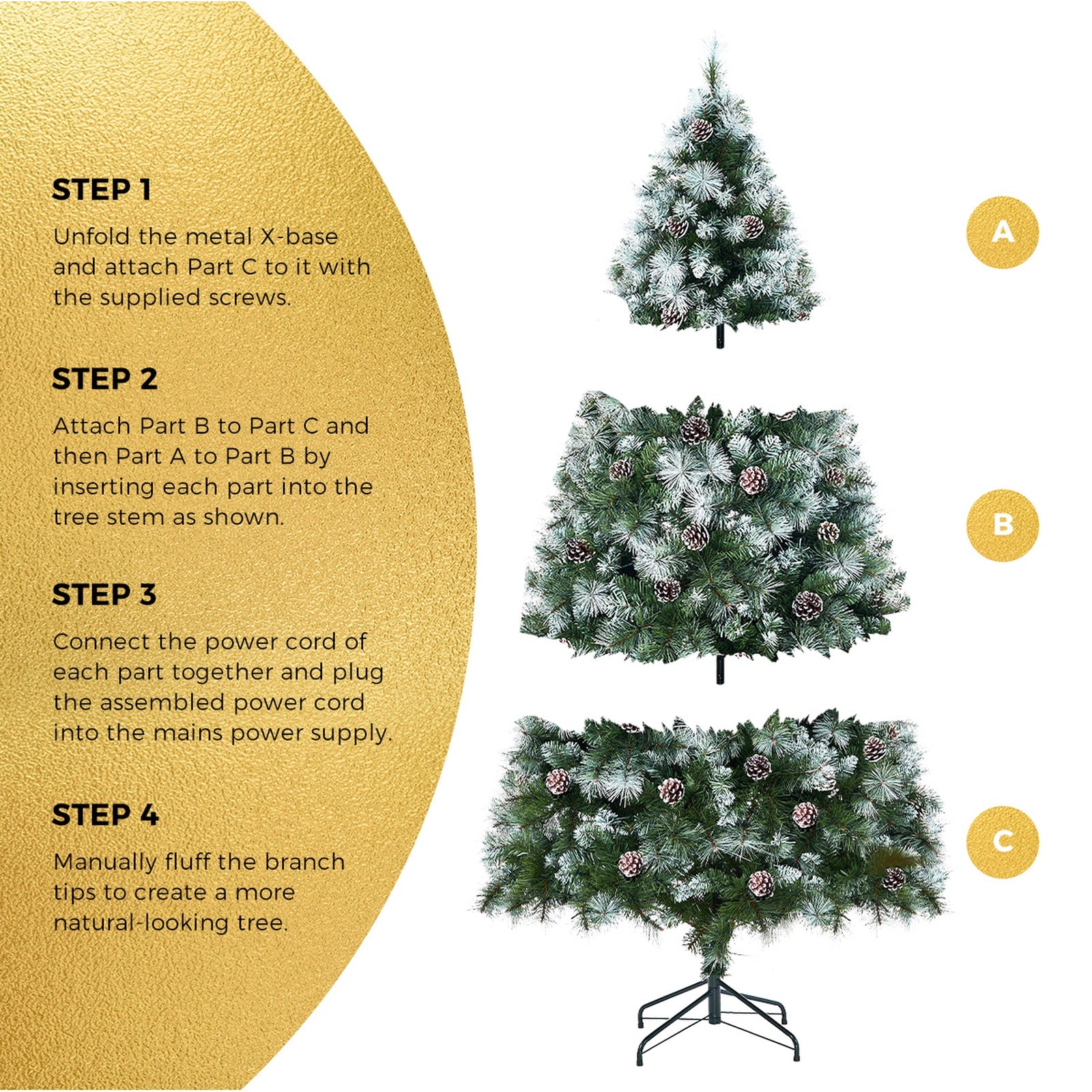 Tinseltown LED Christmas Tree 2.1M 7FT Pre-lit Light 8 Flash Modes Pine Cones