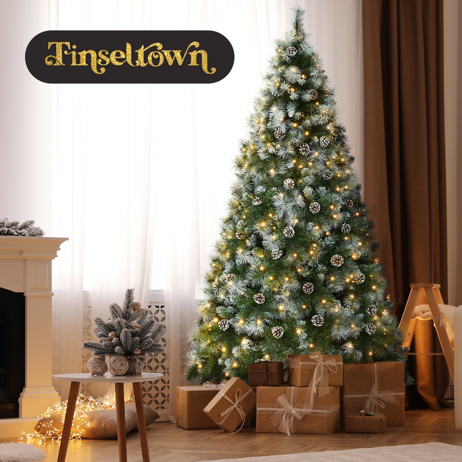 Tinseltown LED Christmas Tree 2.1M 7FT Pre-lit Light 8 Flash Modes Pine Cones - Sunyee