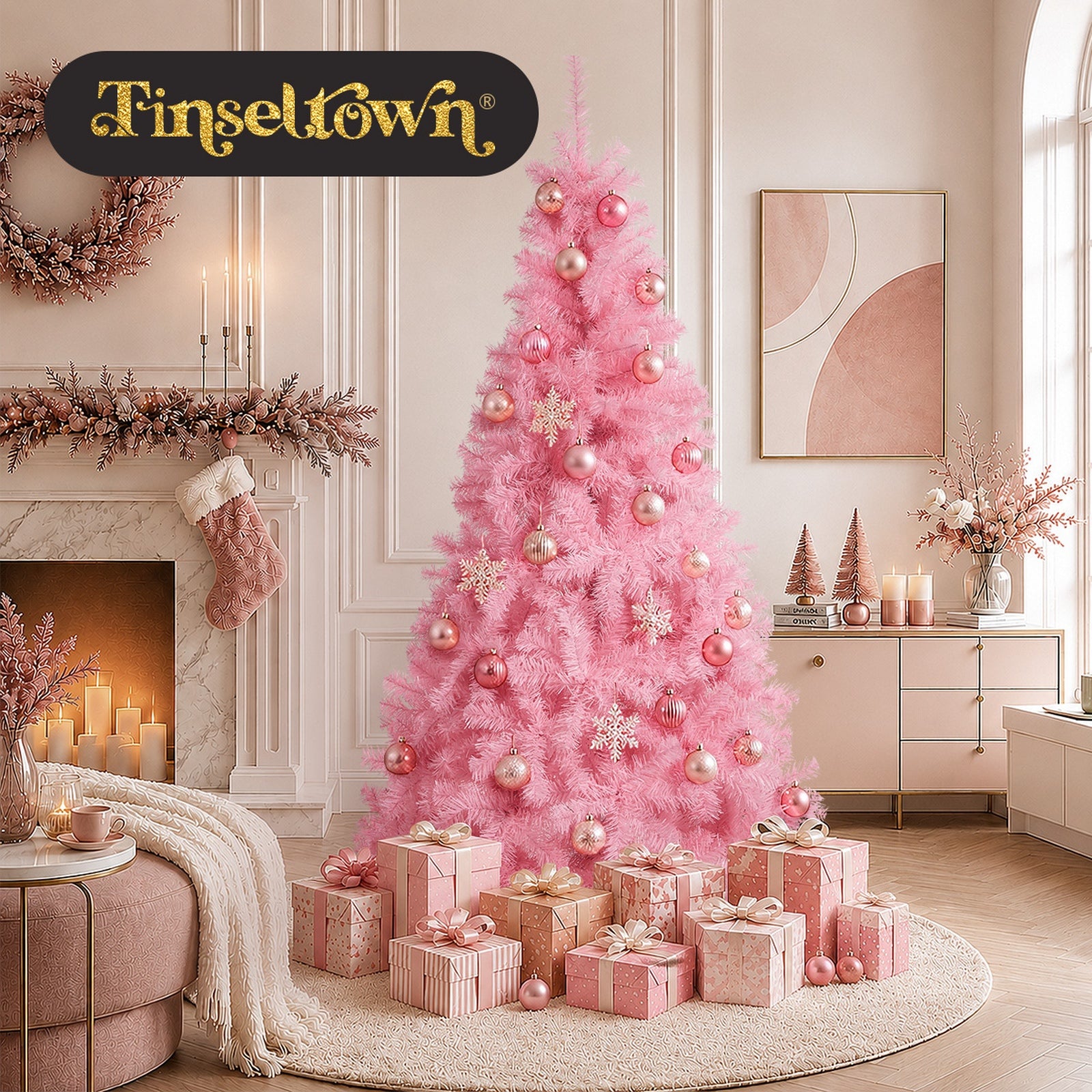 Tinseltown Pink Christmas Tree 6FT 1.8M Artificial Home Garden Party Decoration