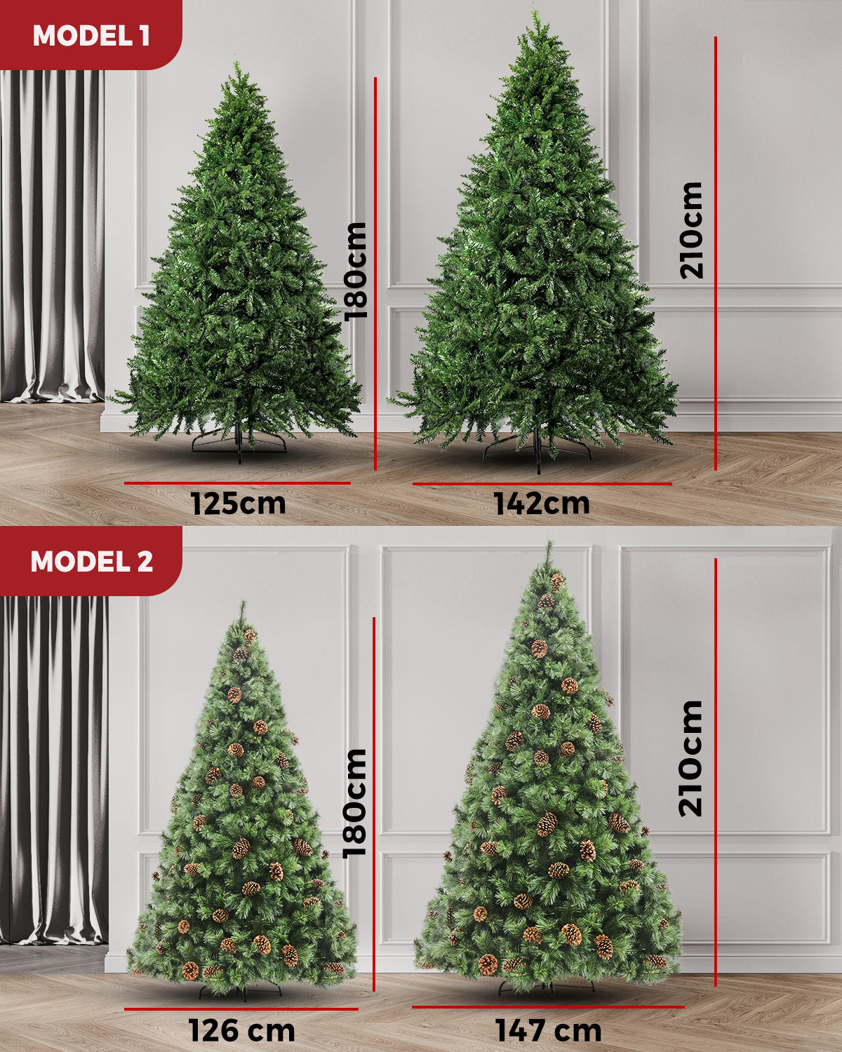 Christmas Tree Xmas Decorations 1.8/2.1M Home Decor Green Artificial Pine Cones - Sunyee