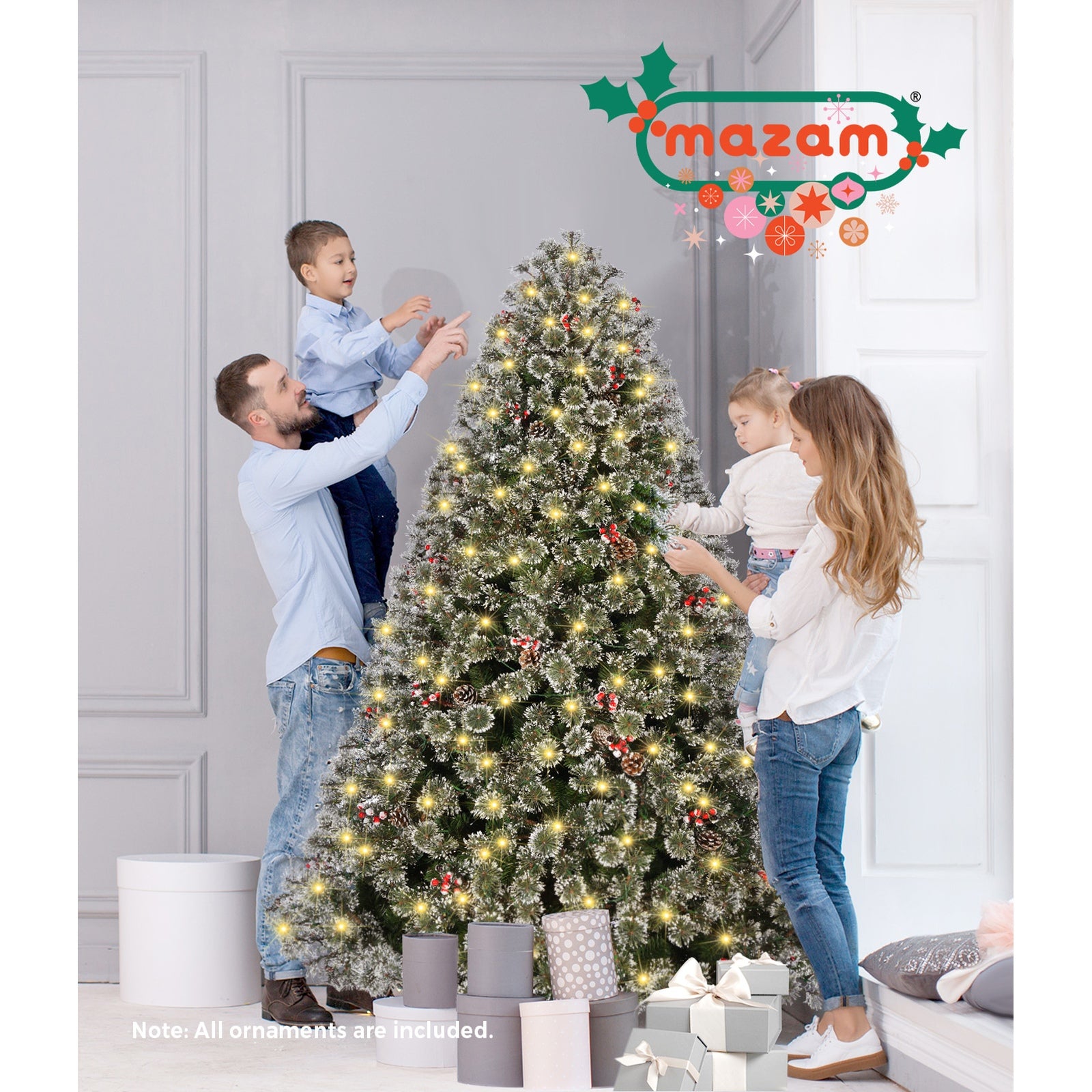 Mazam Christmas Tree 2.1m 7FT Xmas Decoration Home Decor with LED Light - Sunyee
