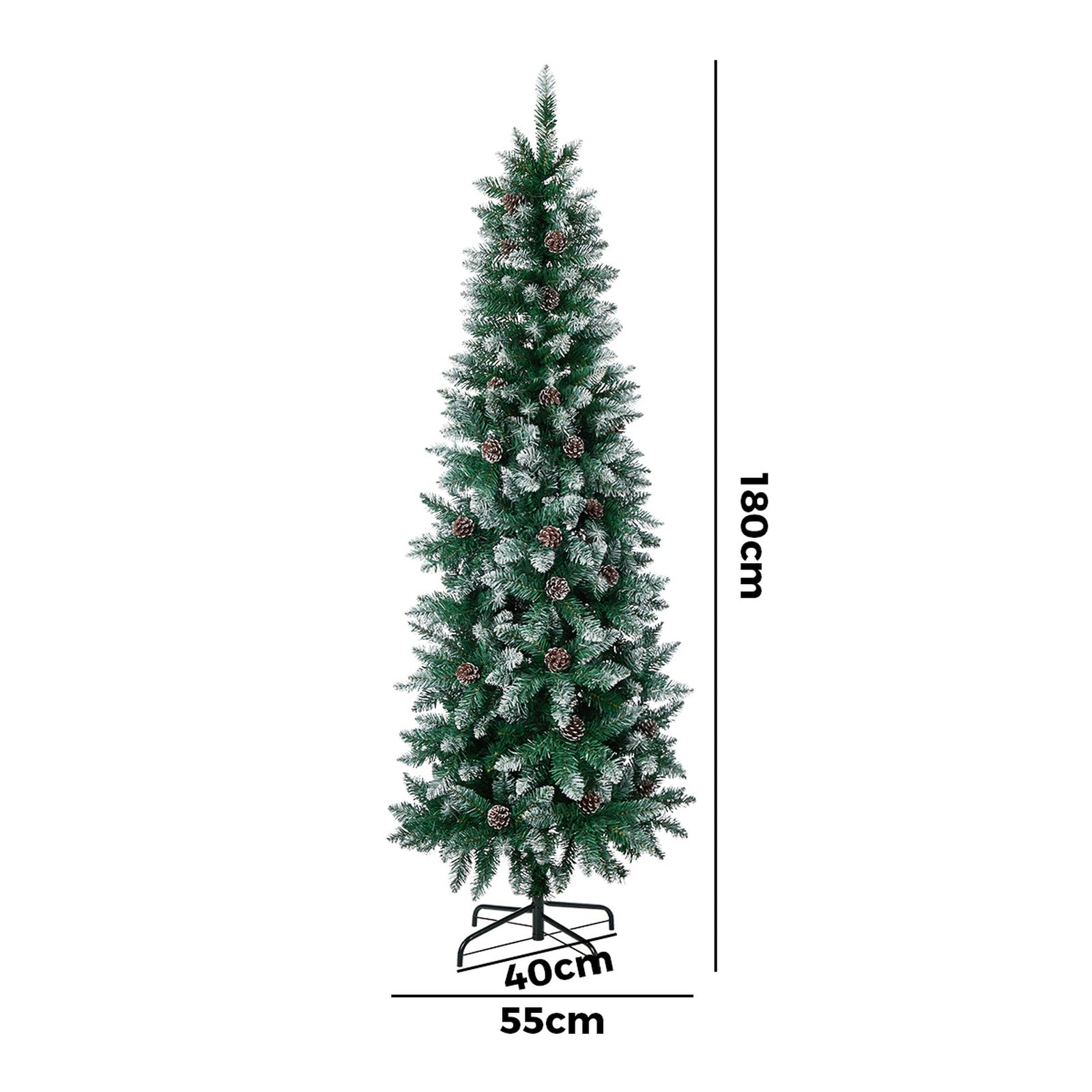 Tinseltown Slim Christmas Tree 6FT 1.8M Pine Cones Decor Green 480 Tips