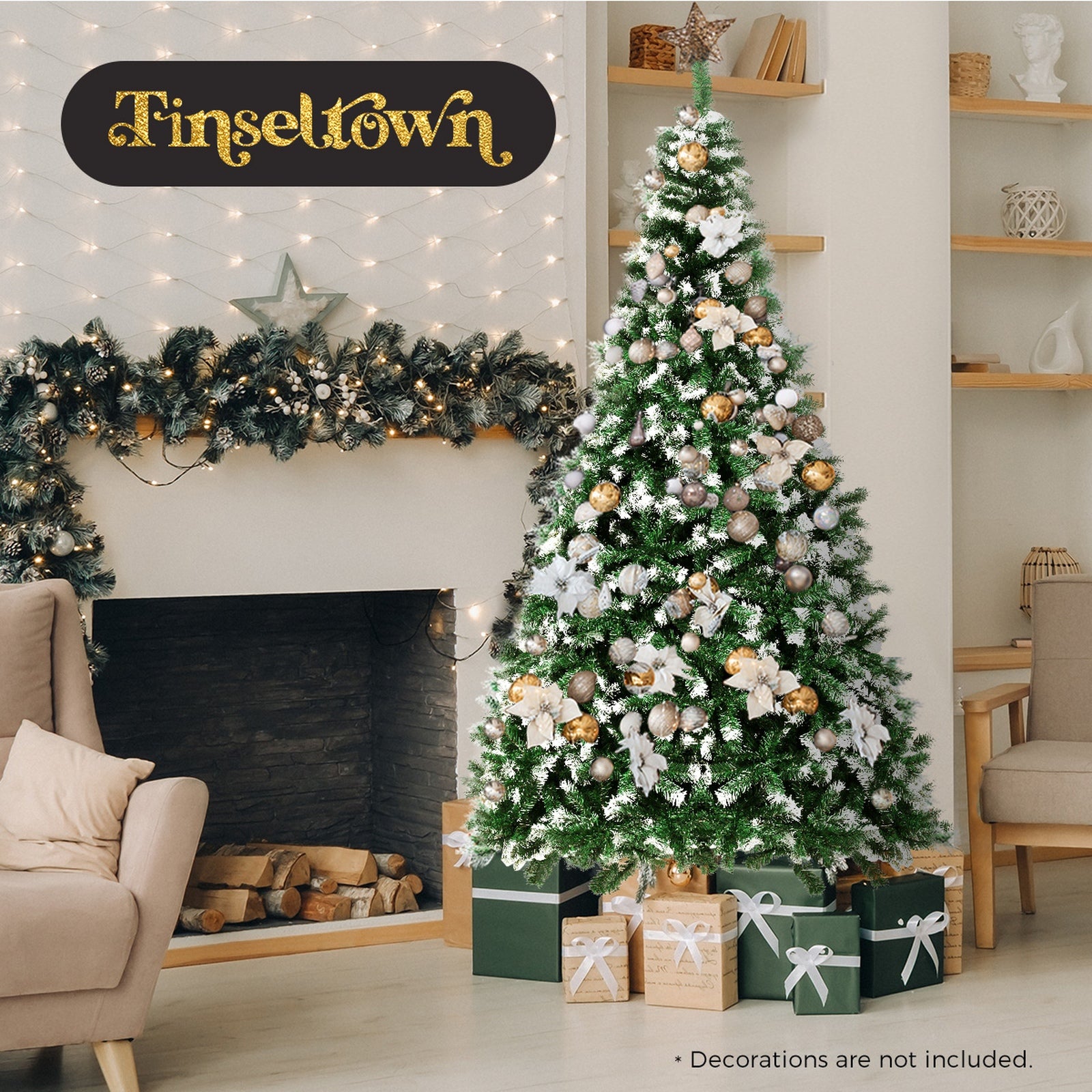 Tinseltown Christmas Tree 1.8M/2.1M/2.4M Xmas Trees Snowy Decorations Green - Sunyee