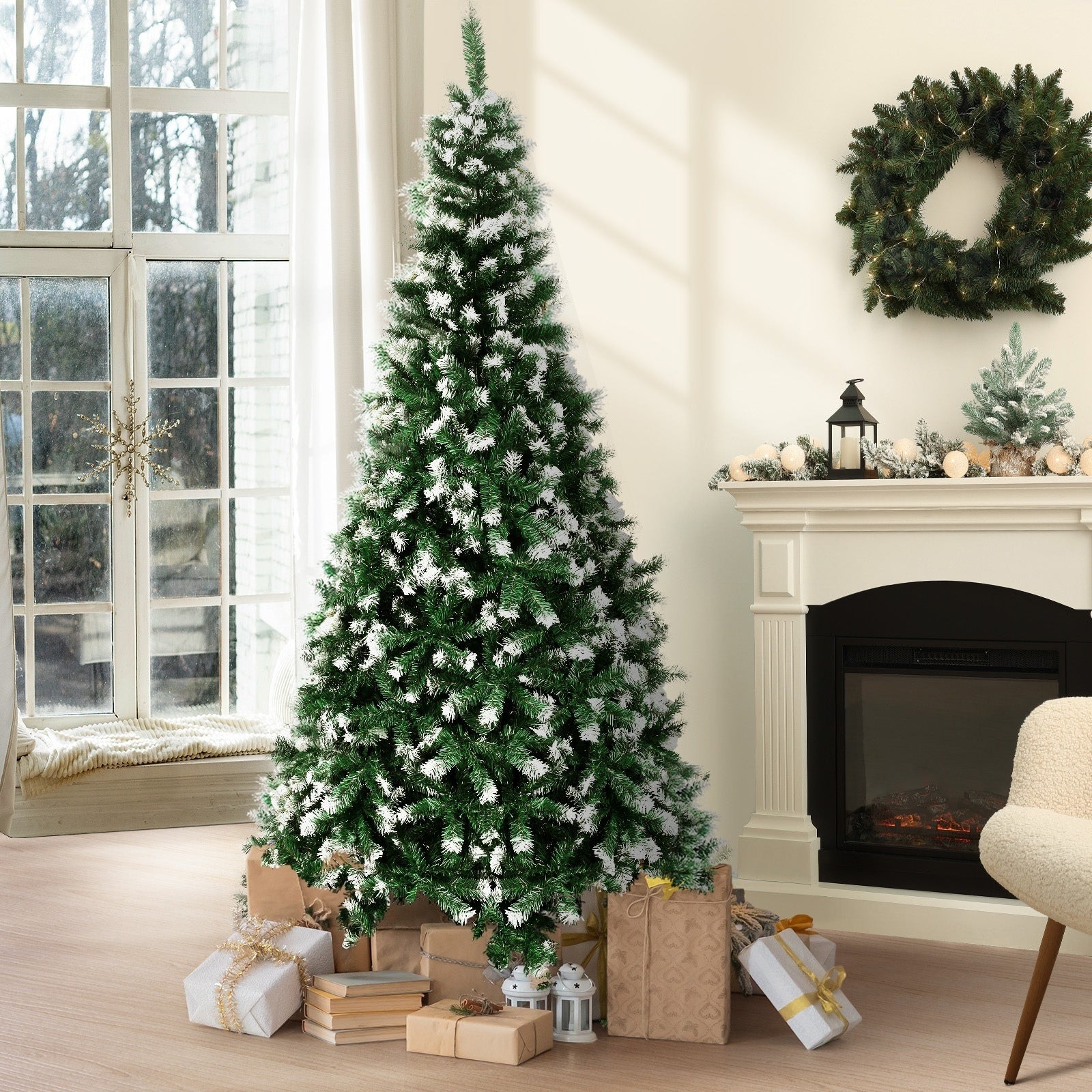 Tinseltown Christmas Tree 1.8M/2.1M/2.4M Xmas Trees Snowy Decorations Green - Sunyee