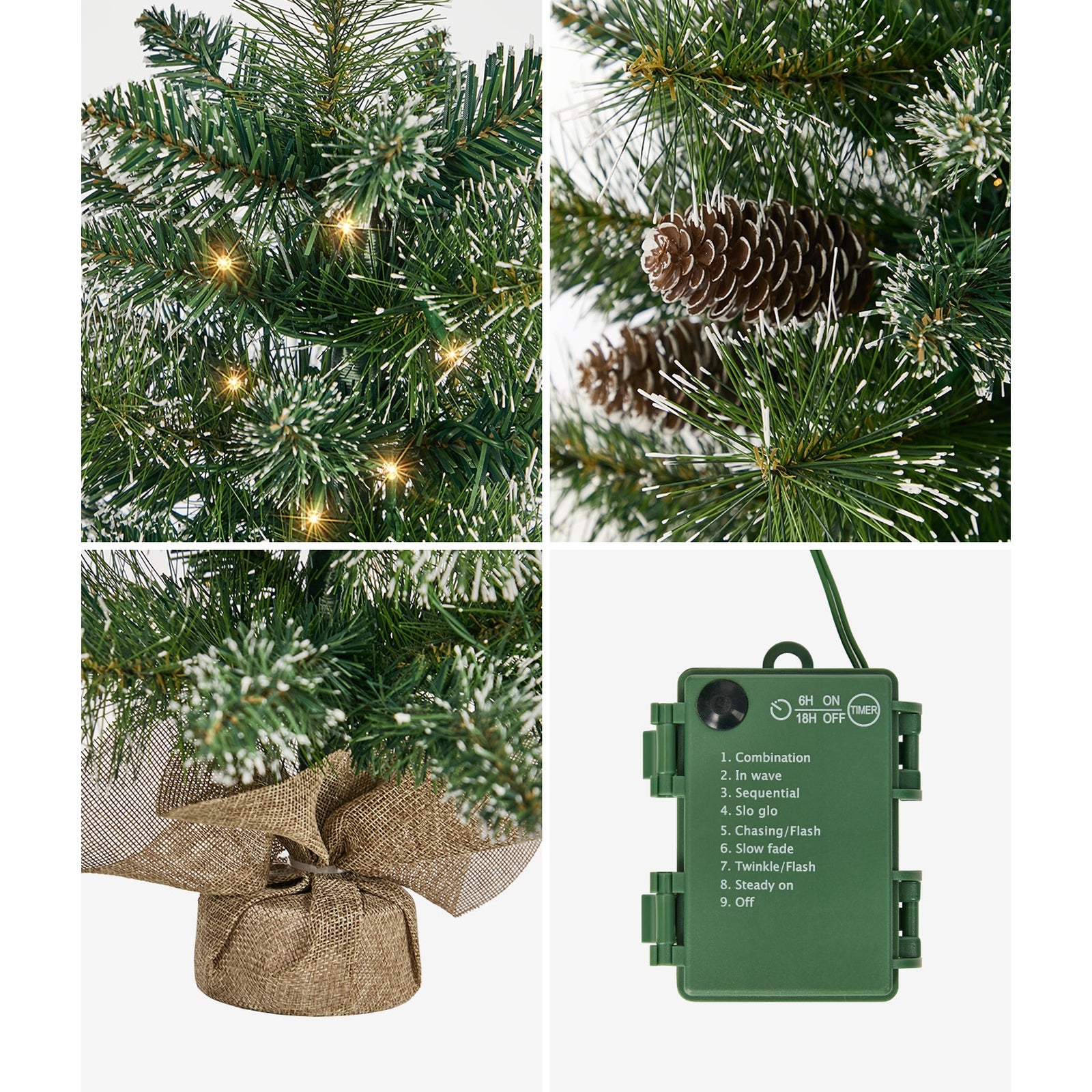 Tinseltown Mini LED Christmas Tree Faux Pine Cones Battery Powered 60cm Green
