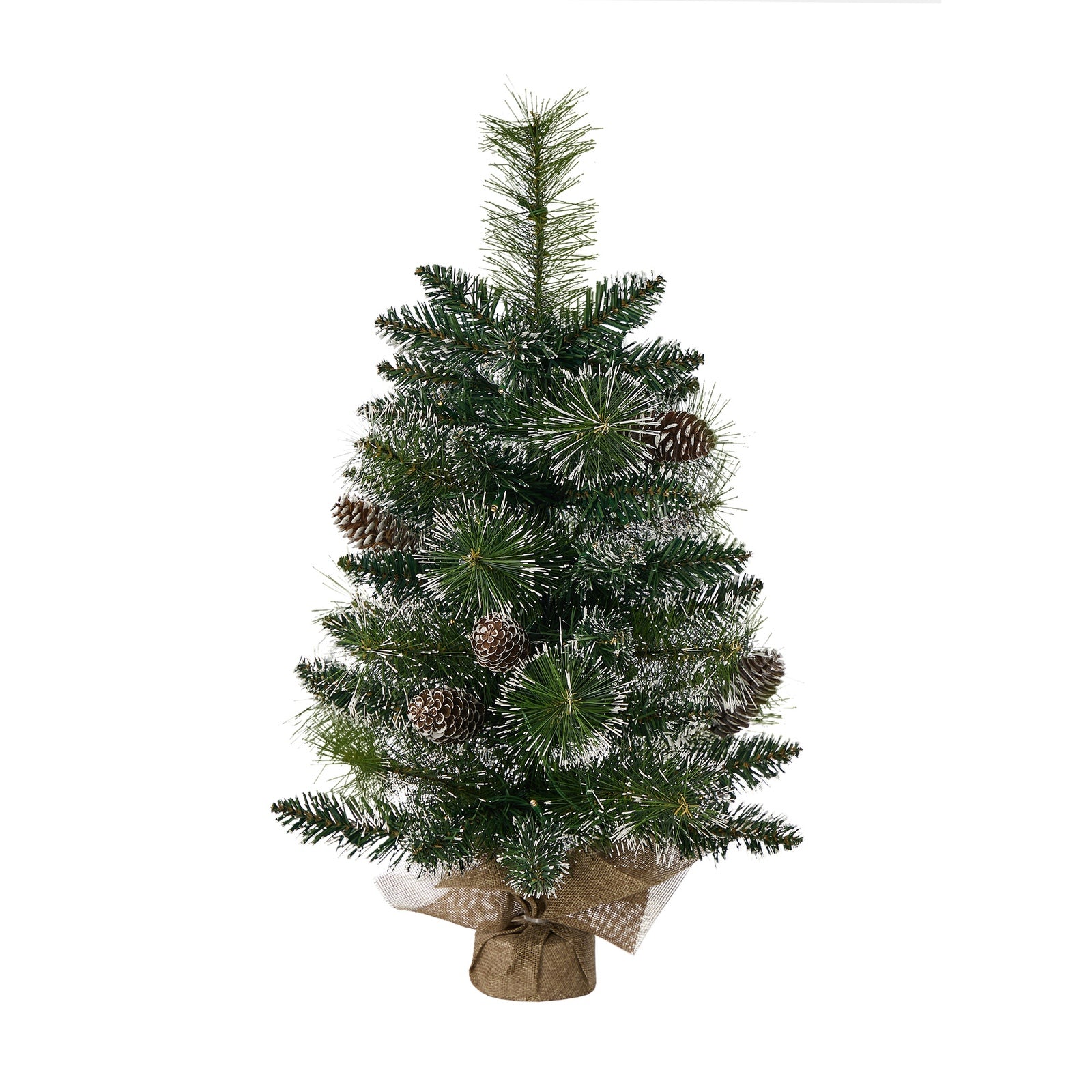 Tinseltown Mini LED Christmas Tree Faux Pine Cones Battery Powered 60cm Green