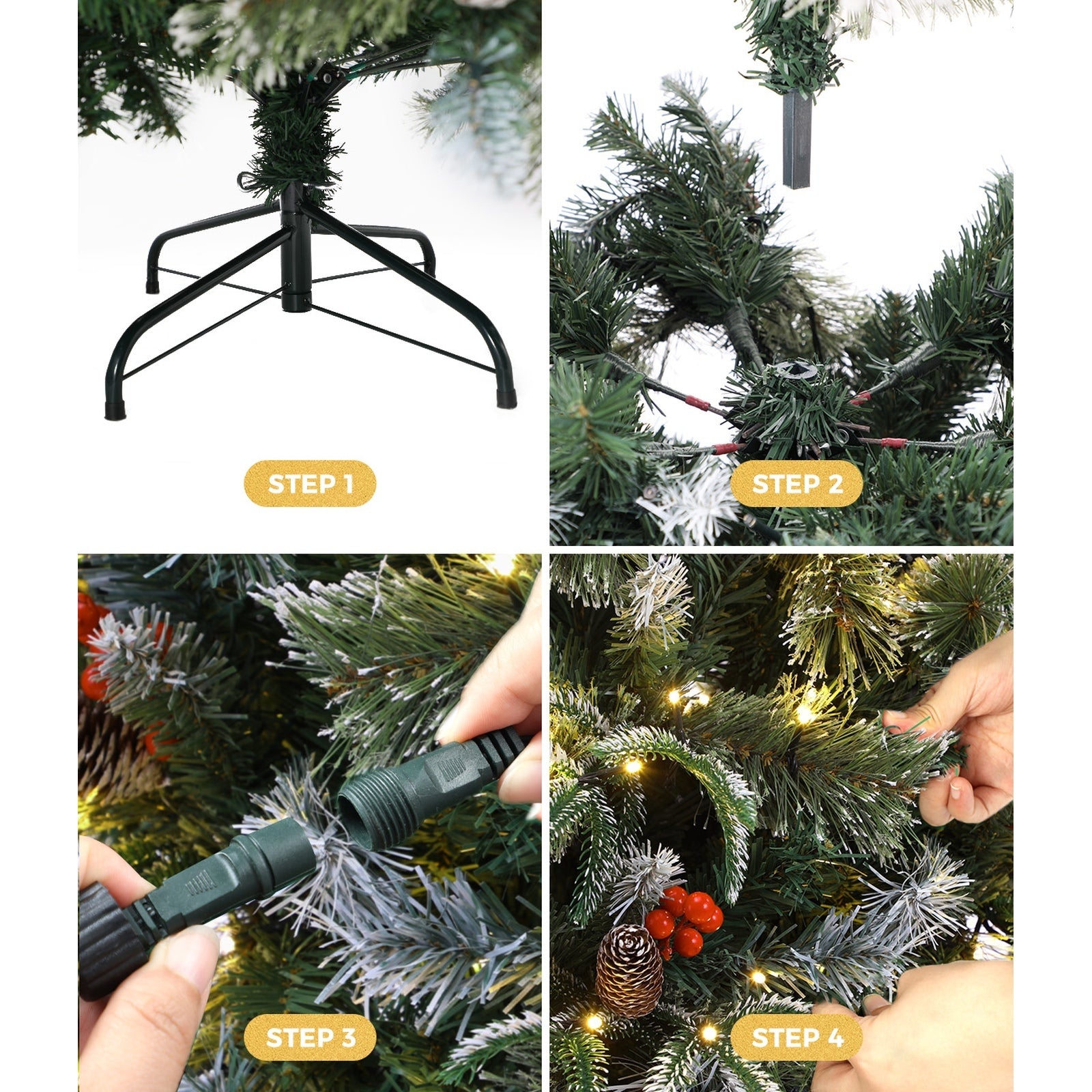 Tinseltown LED Christmas Tree 1.8M 6FT Xmas Trees Decorations Green White 790 Tips - Sunyee