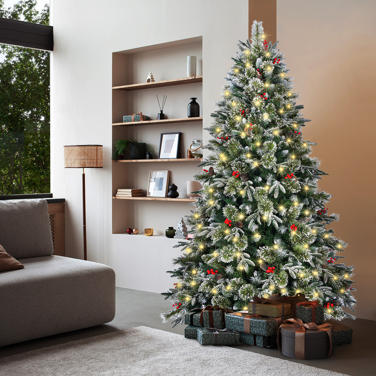 Tinseltown LED Christmas Tree 2.1M 7FT Xmas Trees Decorations Green White 1210 Tips