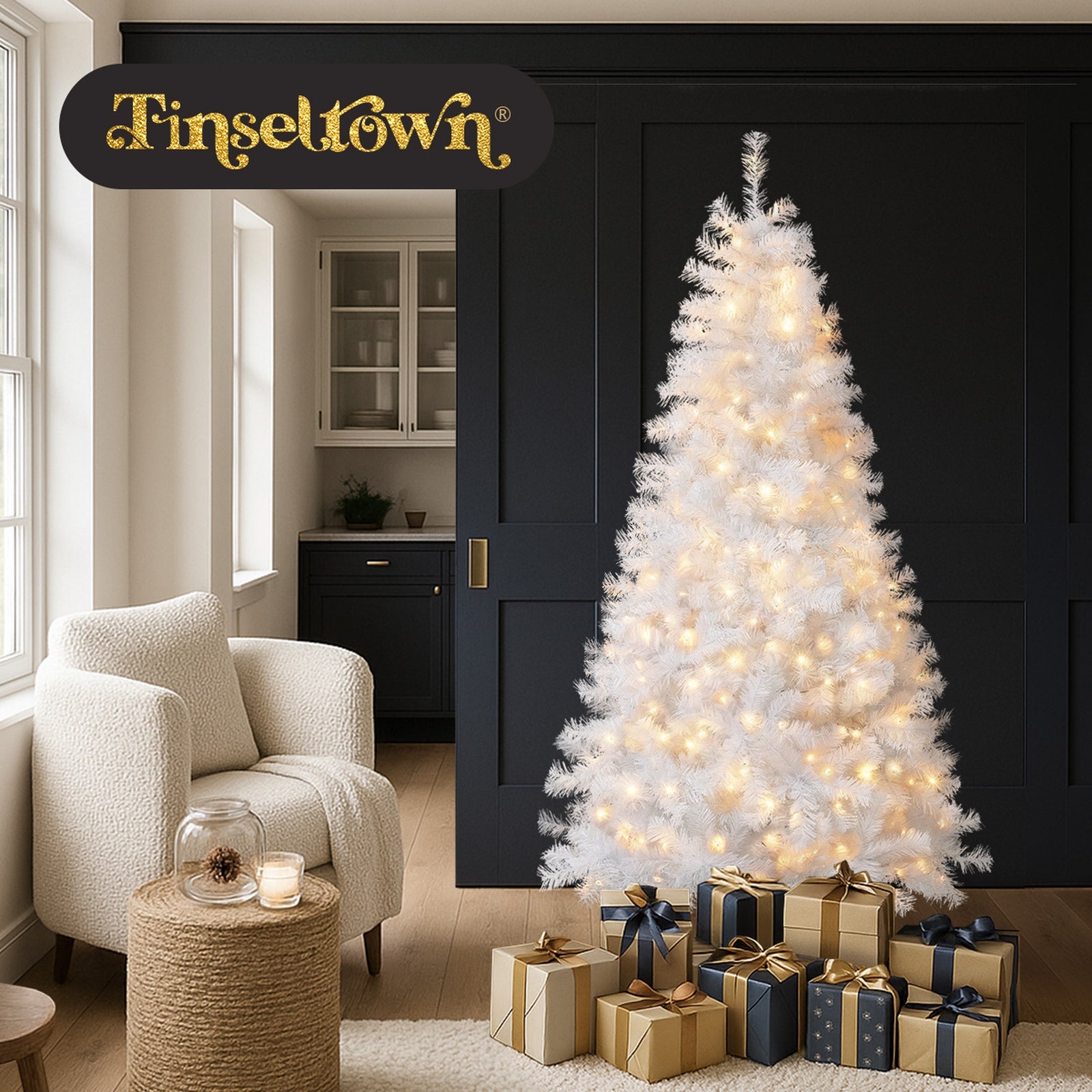 Tinseltown LED Christmas Tree 1.8M 6FT Home Party Decoration White 700 Tips