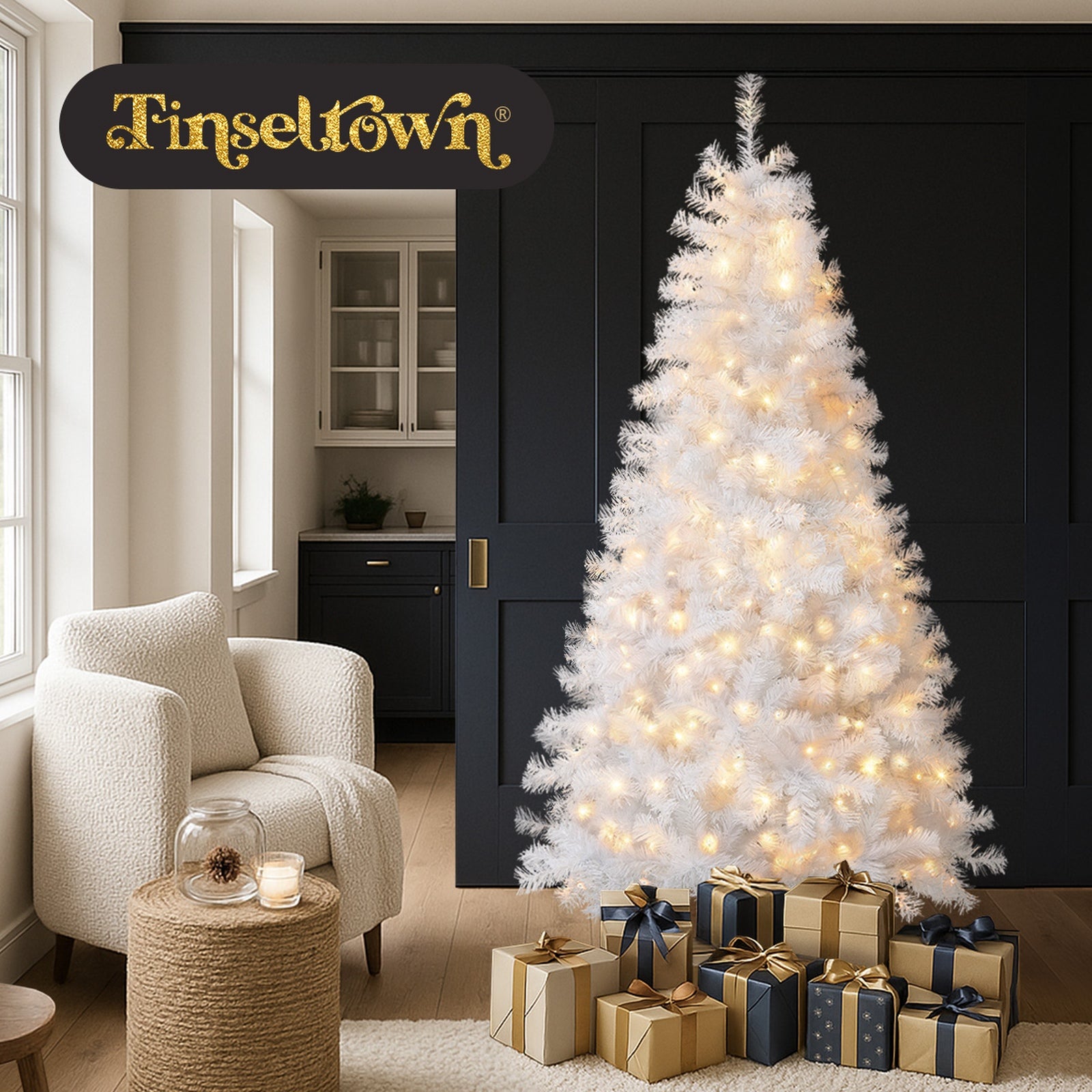Tinseltown LED Christmas Tree 2.1M 7FT Home Party Decoration White 950 Tips