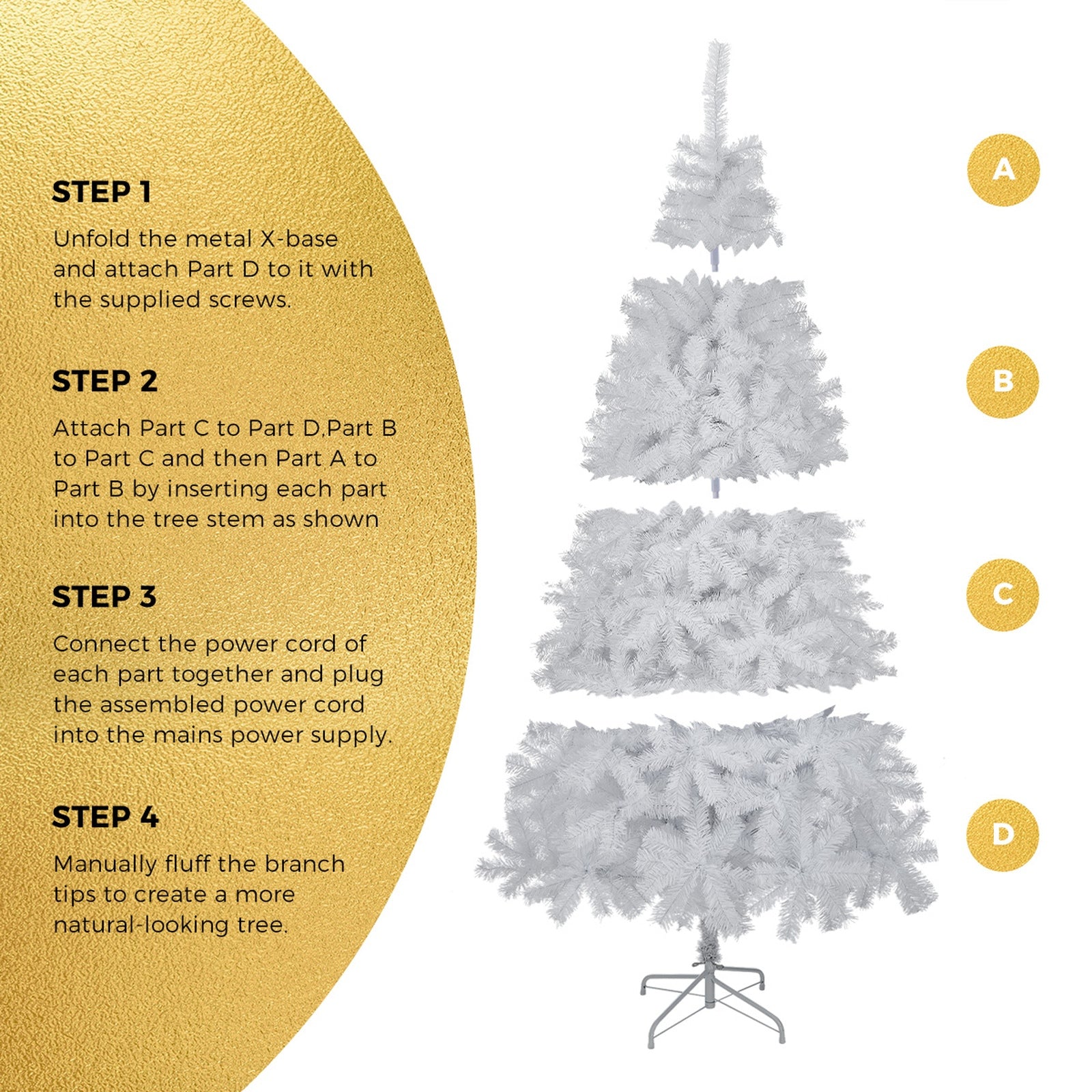 Tinseltown White Christmas Tree 2.4M 8FT Xmas Trees Decoration 1225Tips
