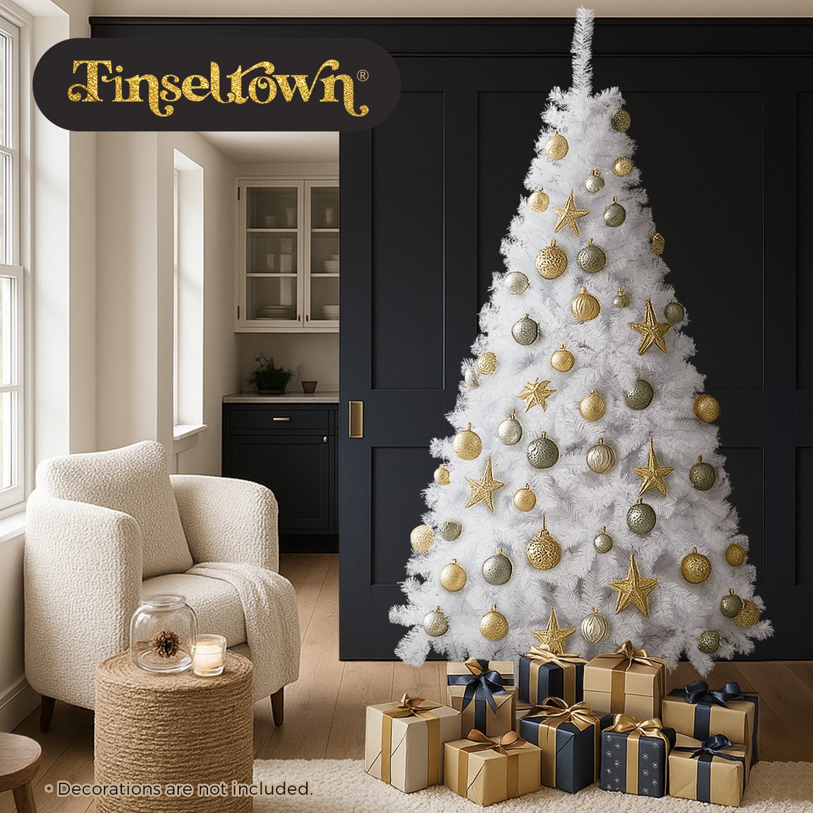 Tinseltown White Christmas Tree 2.4M 8FT Xmas Trees Decoration 1225Tips