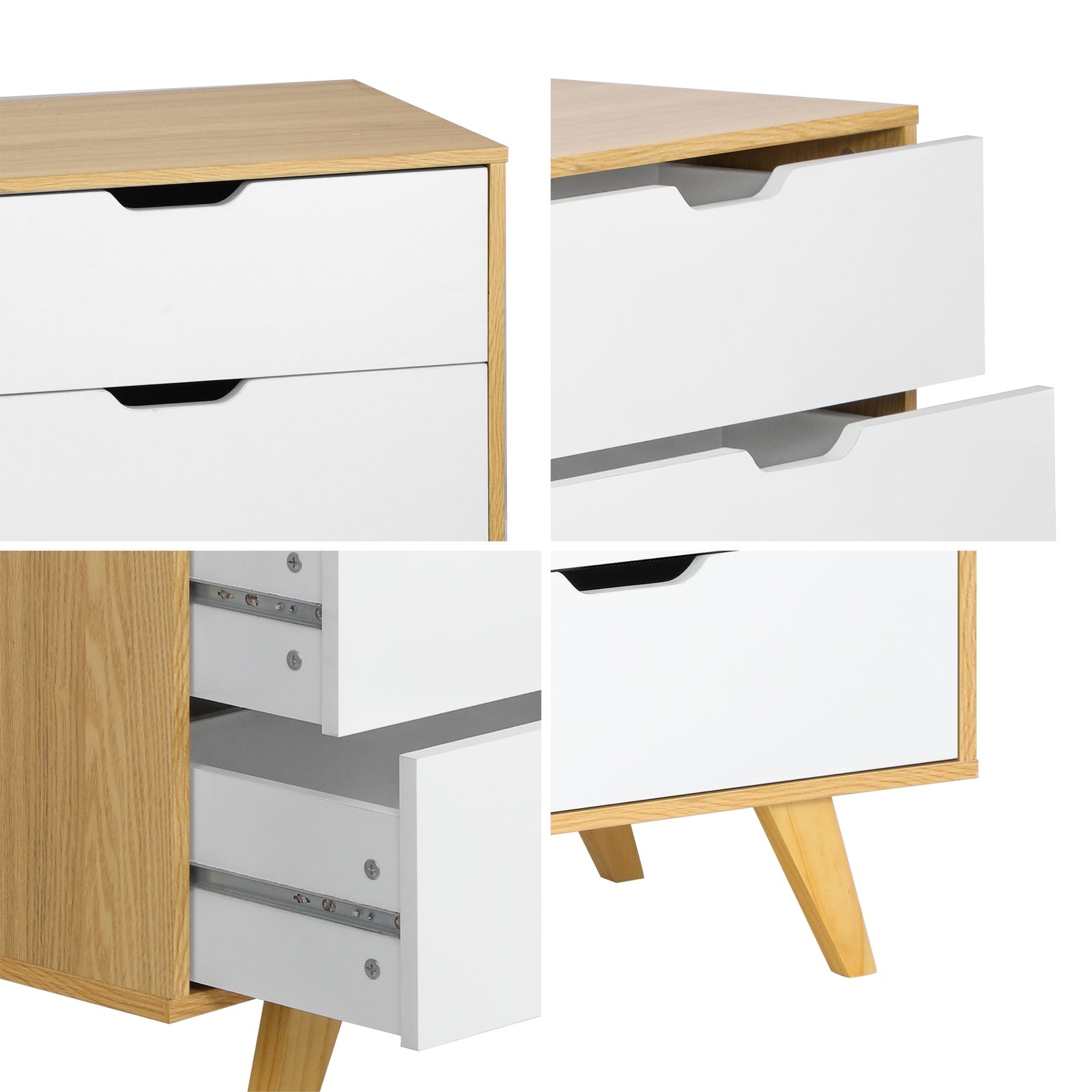 Oikiture 6 Chest of Drawers Lowboy Dresser Storage Cabinet Bedroom Wooden White - Sunyee