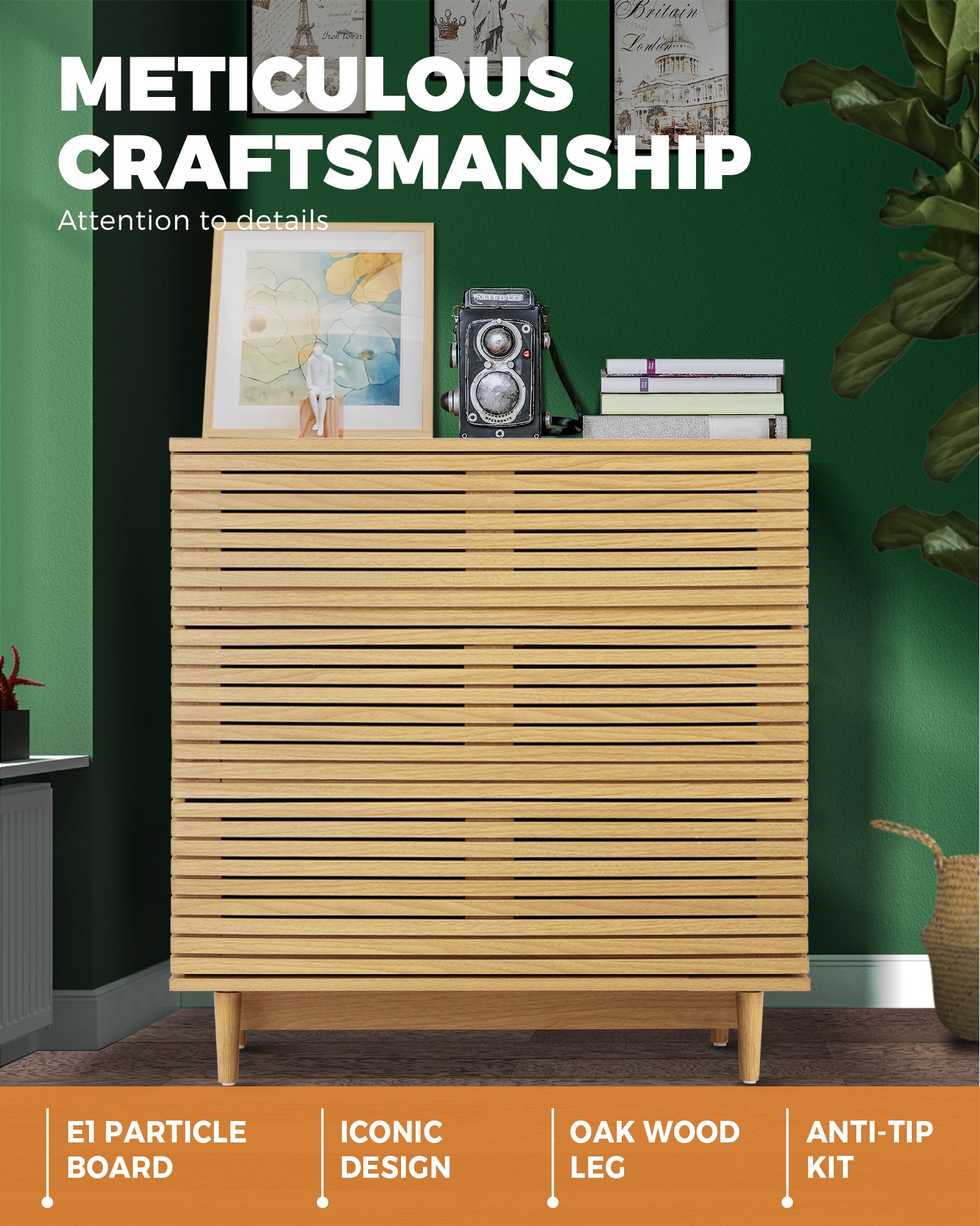 Oikiture 3 Chest of Drawers Tallboy Cabinet Bedroom Clothes Unique Furniture - Sunyee