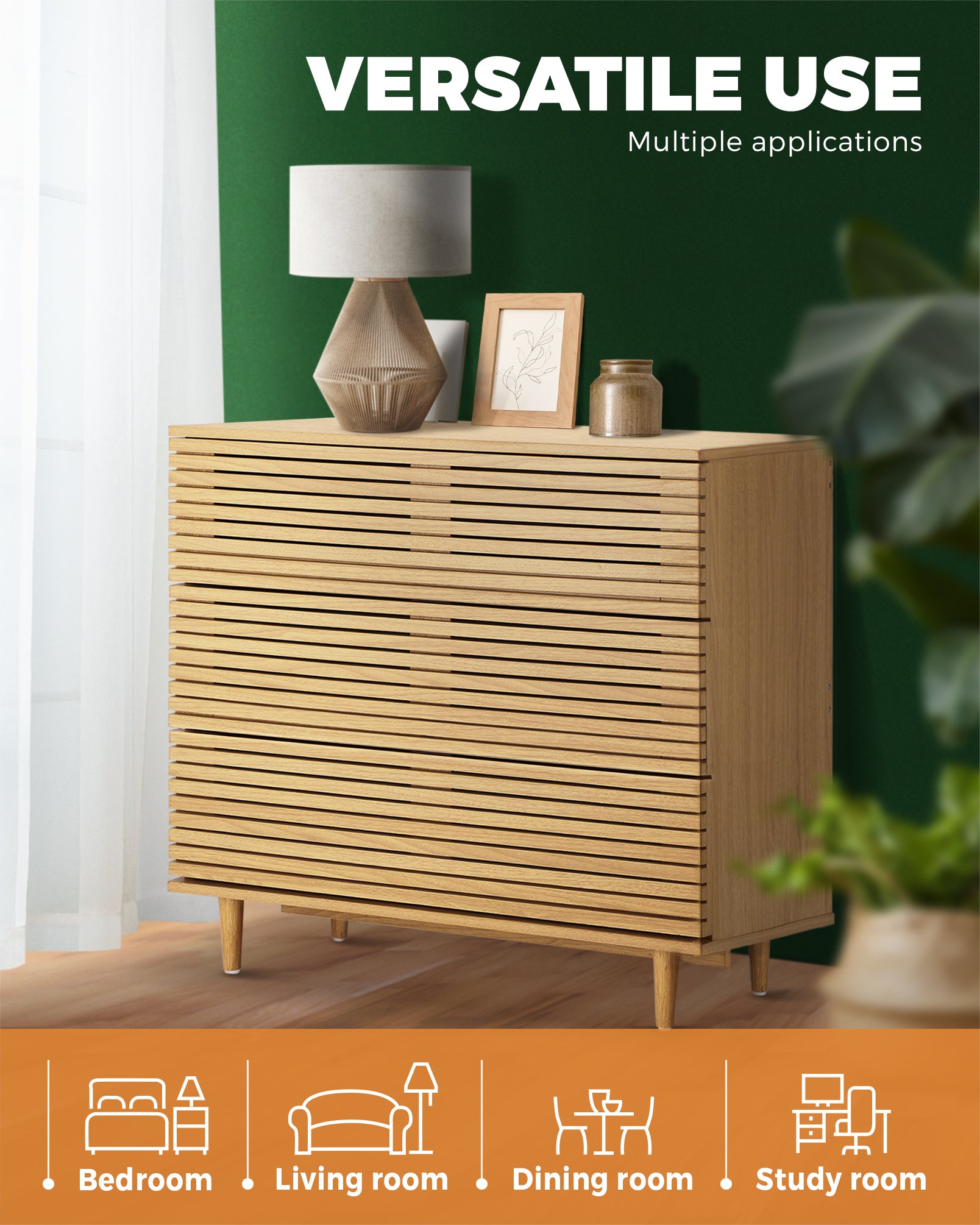 Oikiture 3 Chest of Drawers Tallboy Cabinet Bedroom Clothes Unique Furniture - Sunyee