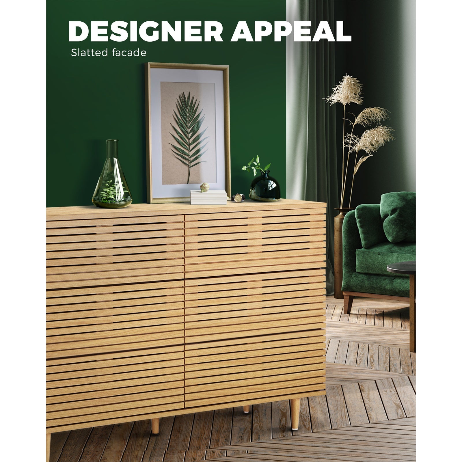 Oikiture 6 Chest of Drawers Tallboy Cabinet Bedroom Clothes Unique Furniture - Sunyee