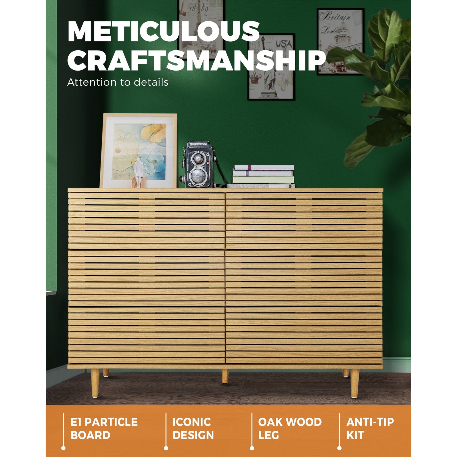 Oikiture 6 Chest of Drawers Tallboy Cabinet Bedroom Clothes Unique Furniture - Sunyee