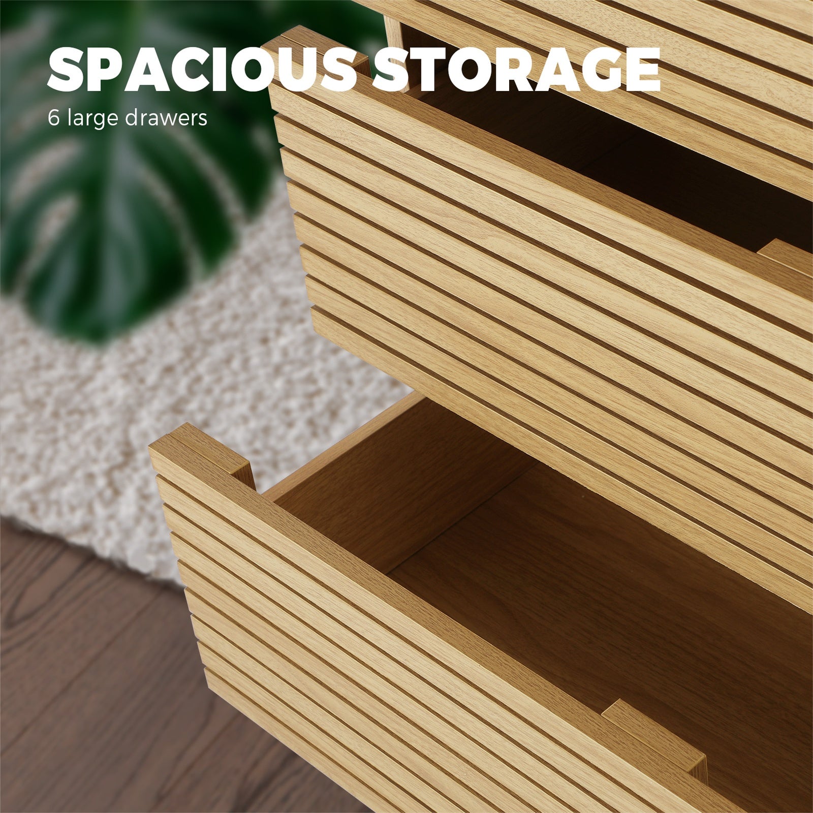 Oikiture 6 Chest of Drawers Tallboy Cabinet Bedroom Clothes Unique Furniture - Sunyee