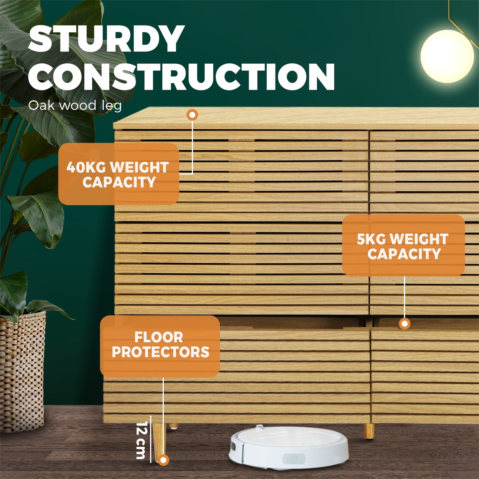 Oikiture 6 Chest of Drawers Tallboy Cabinet Bedroom Clothes Unique Furniture - Sunyee