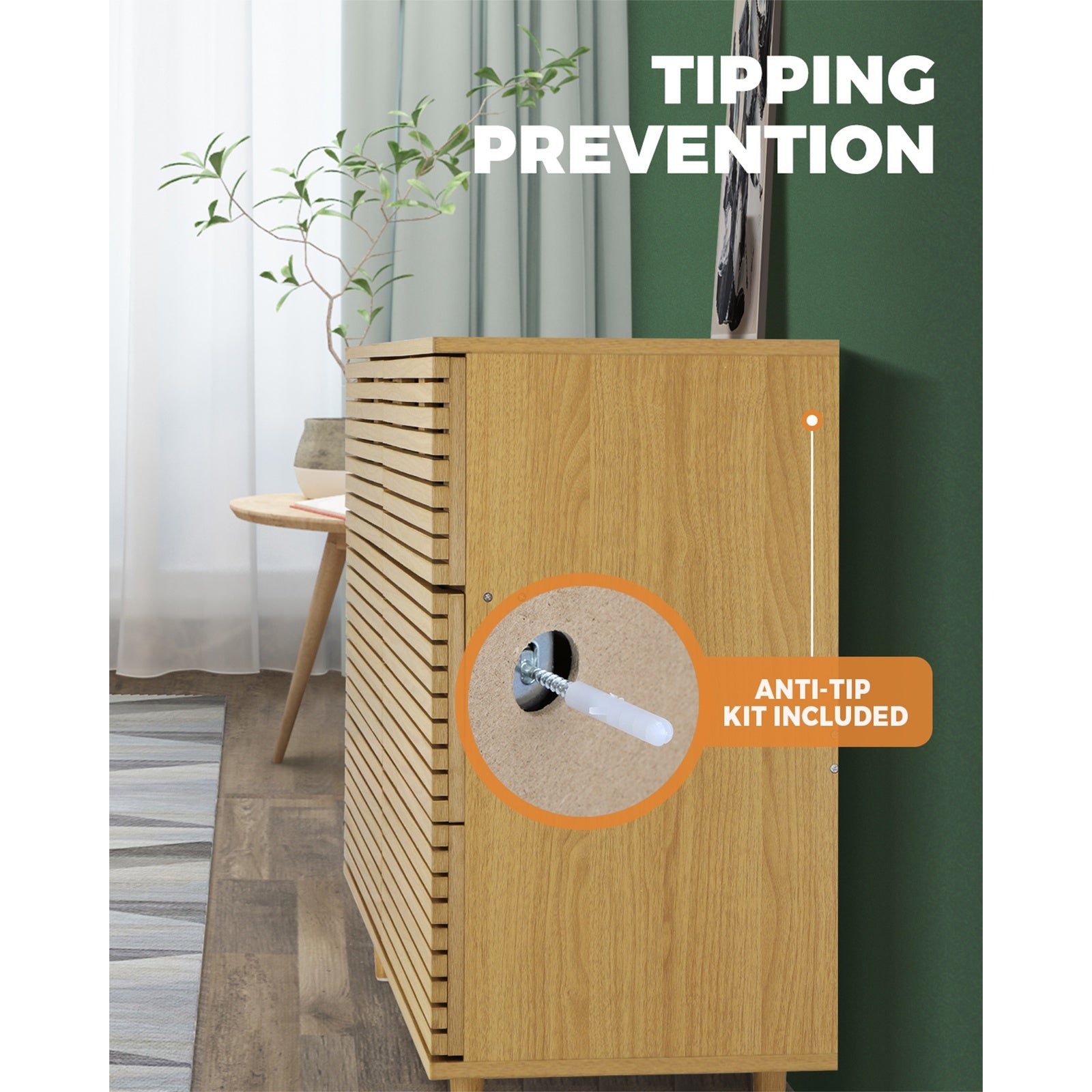 Oikiture 6 Chest of Drawers Tallboy Cabinet Bedroom Clothes Unique Furniture - Sunyee