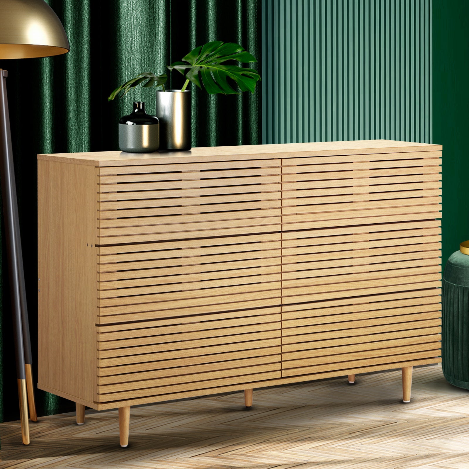 Oikiture 6 Chest of Drawers Tallboy Cabinet Bedroom Clothes Unique Furniture - Sunyee