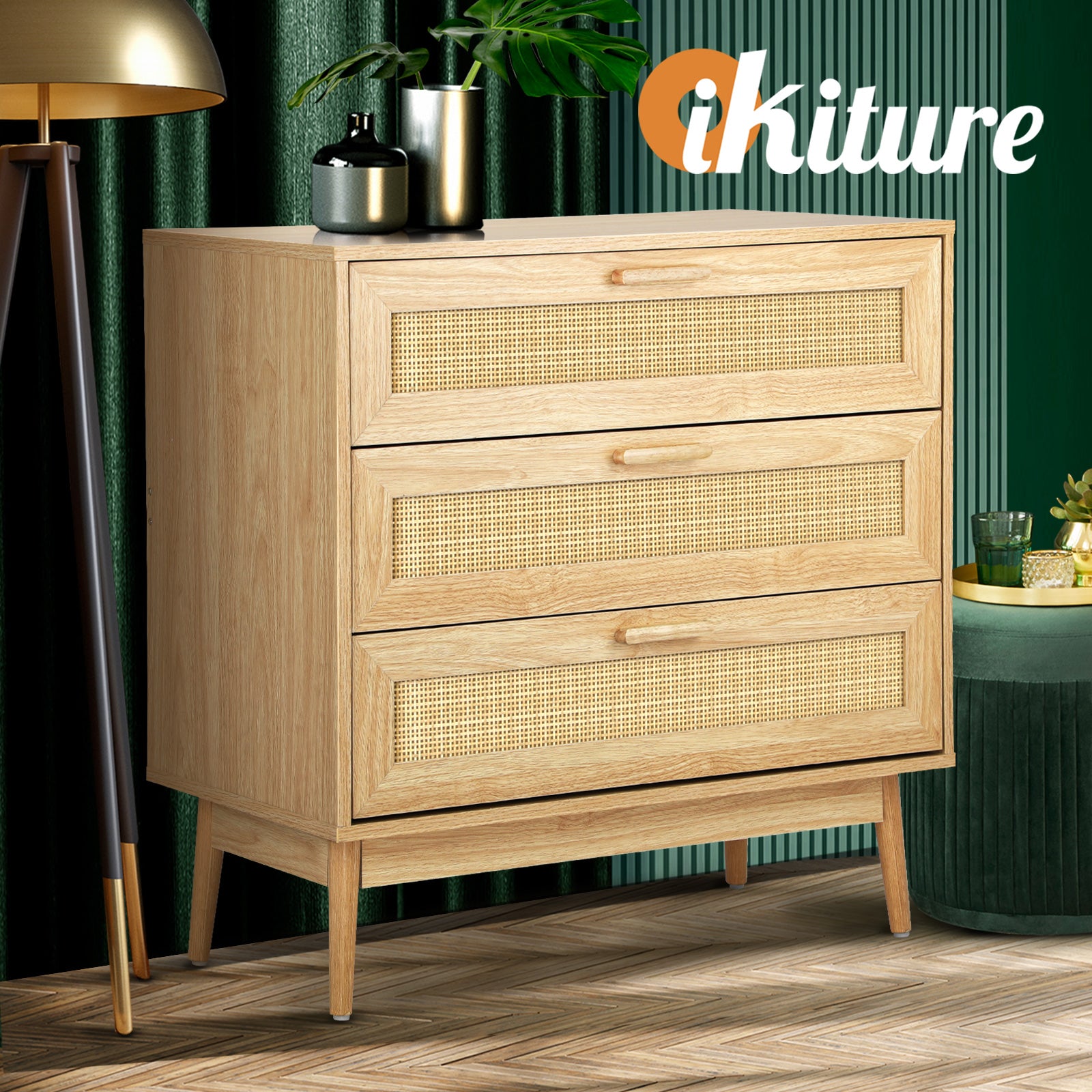 Oikiture Rattan Chest of Drawers Tallboy Cabinet Clothes Storage Bedroom - Sunyee