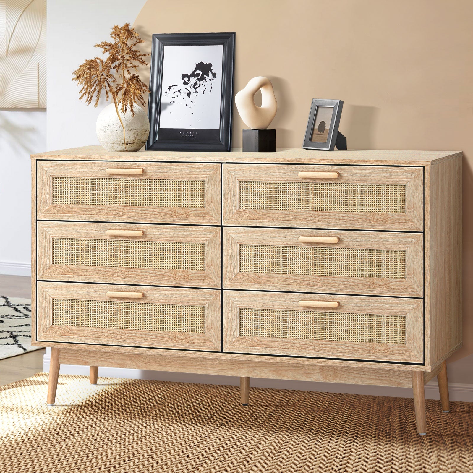 Oikiture Chest of Drawers Storage Cabinet Tallboy Dresser Bedroom Furniture
