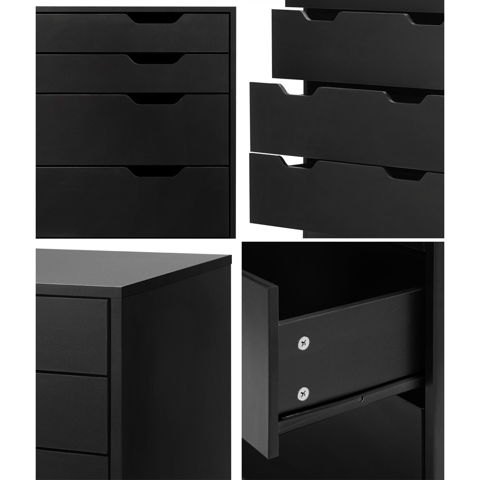 Oikiture 6 Chest of Drawers Tallboy Storage Cabinet Dresser Bedroom Black - Sunyee