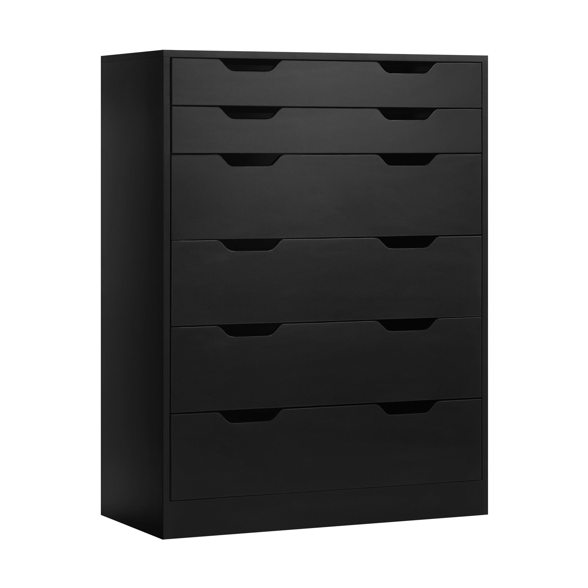 Oikiture 6 Chest of Drawers Tallboy Storage Cabinet Dresser Bedroom Black - Sunyee