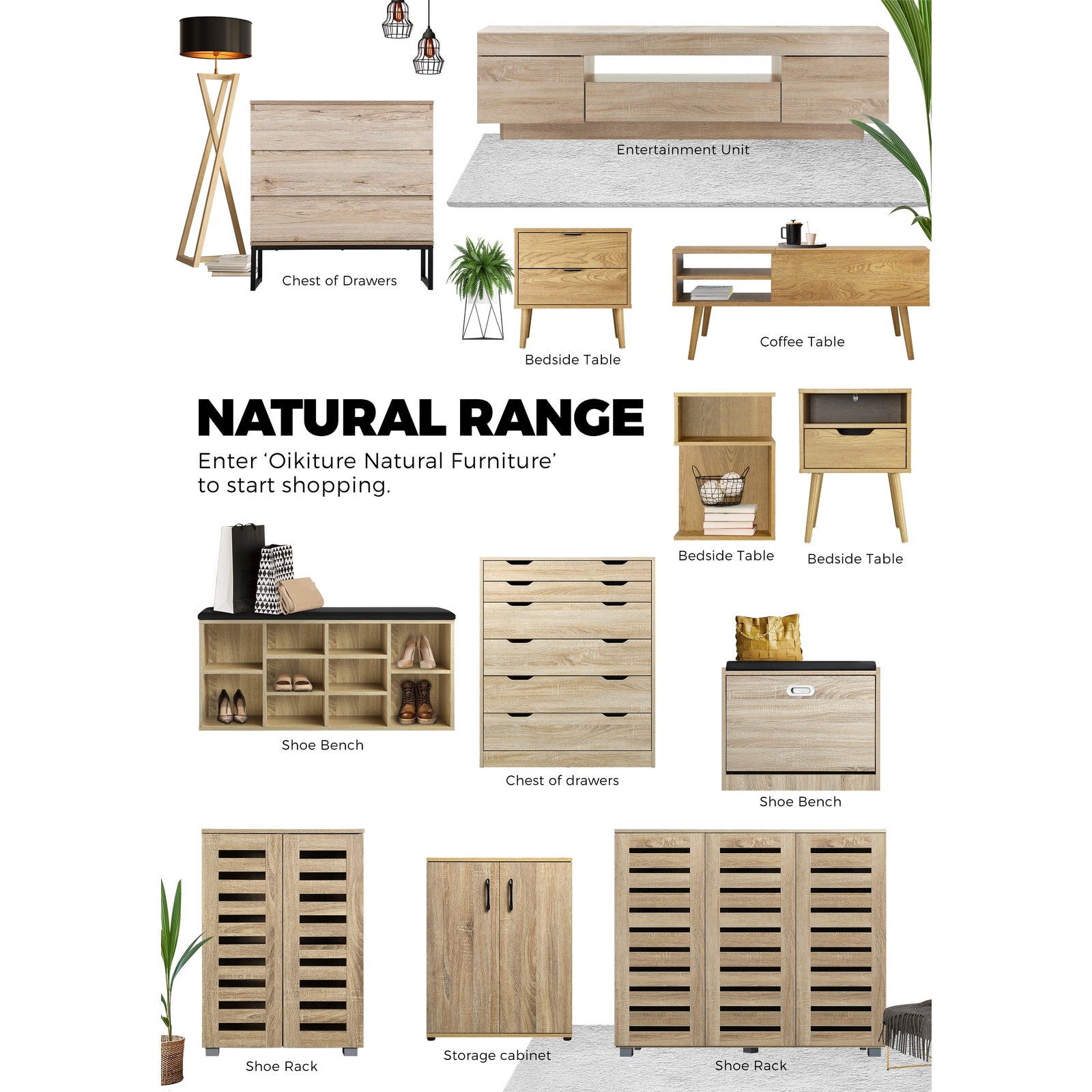 Oikiture 6 Chest of Drawers Tallboy Cabinet Bedroom Clothes Wooden Furniture - Sunyee